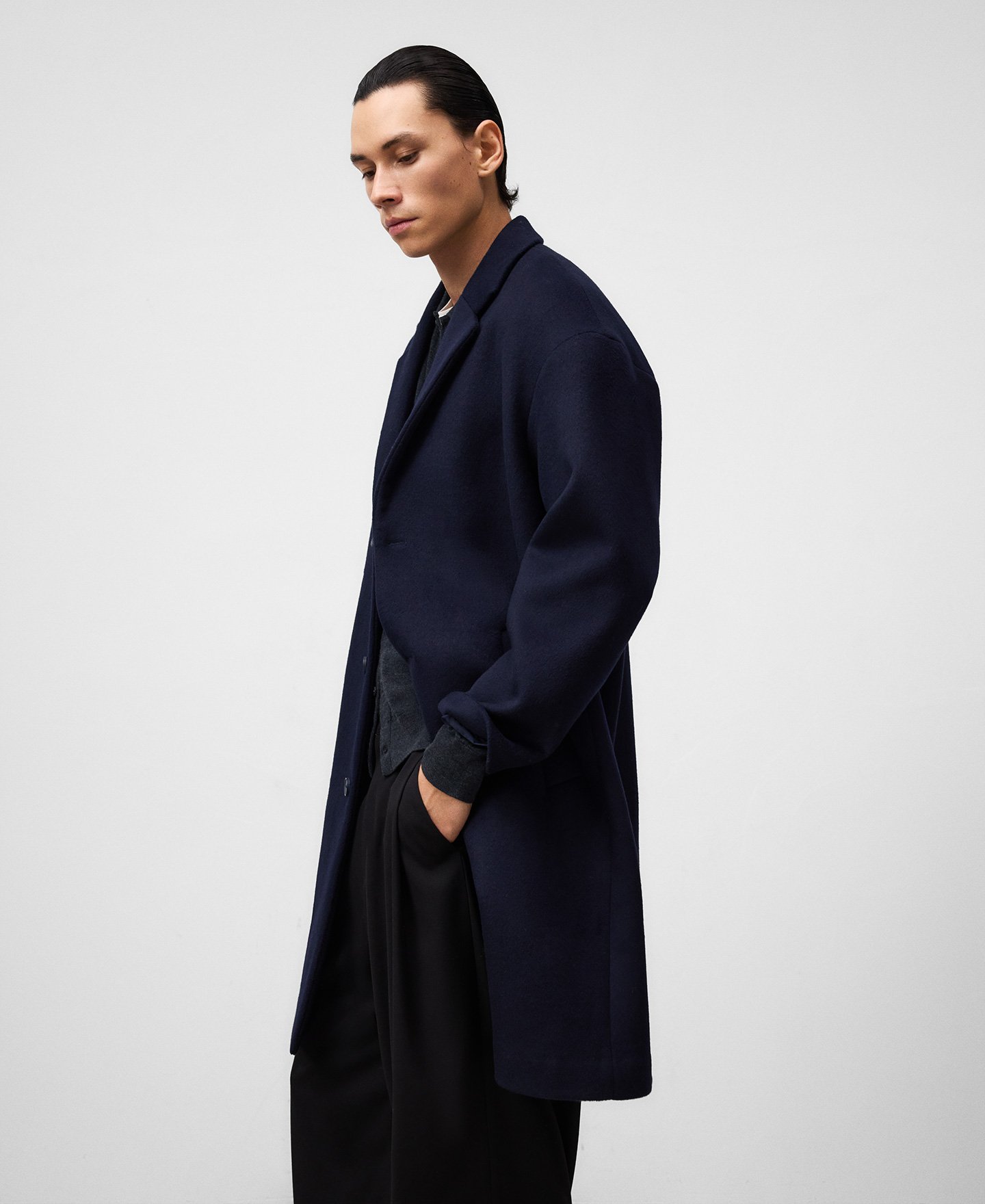 Wool blend coat man image number 3