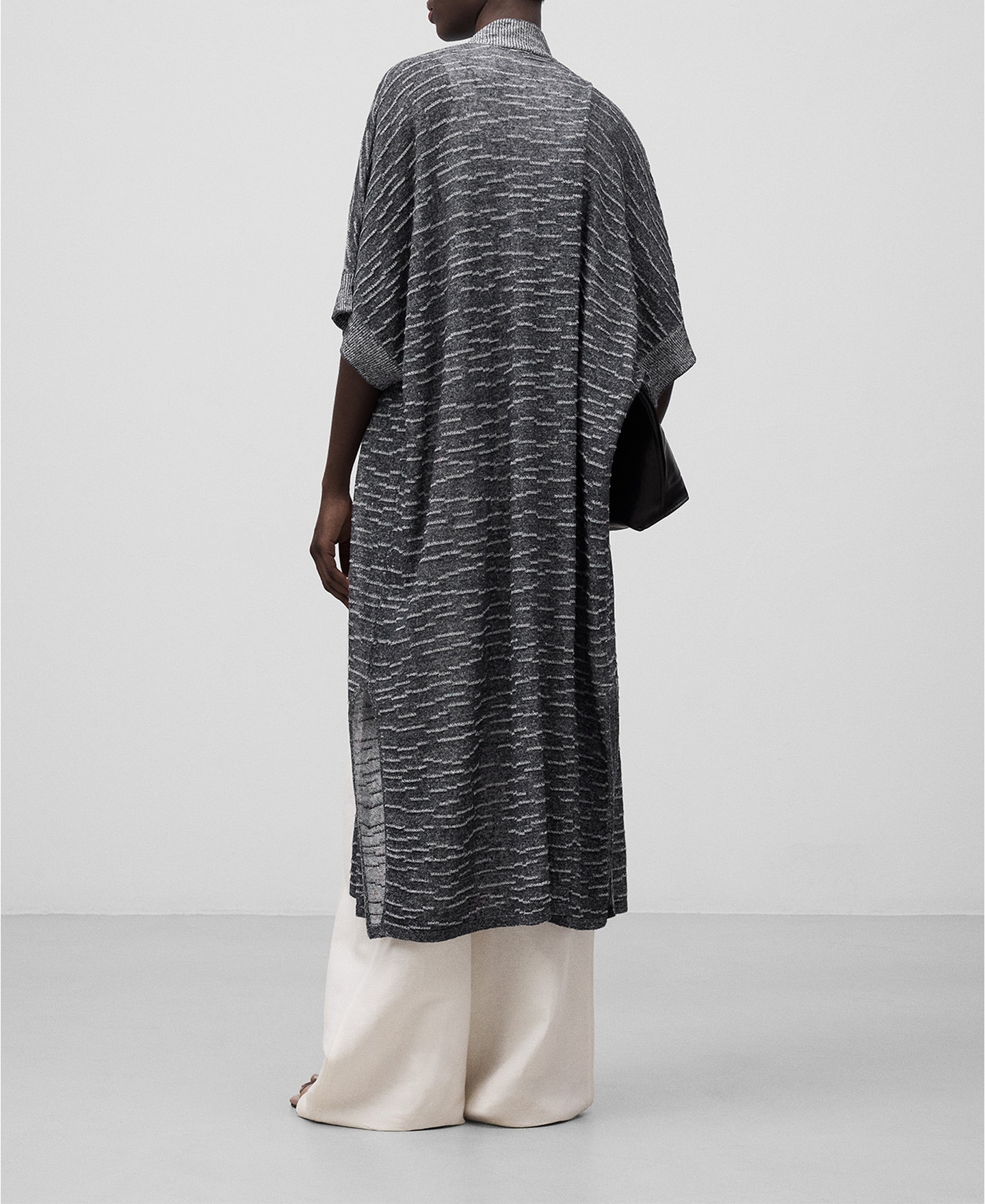 Plated knit kimono jacket woman image number 2