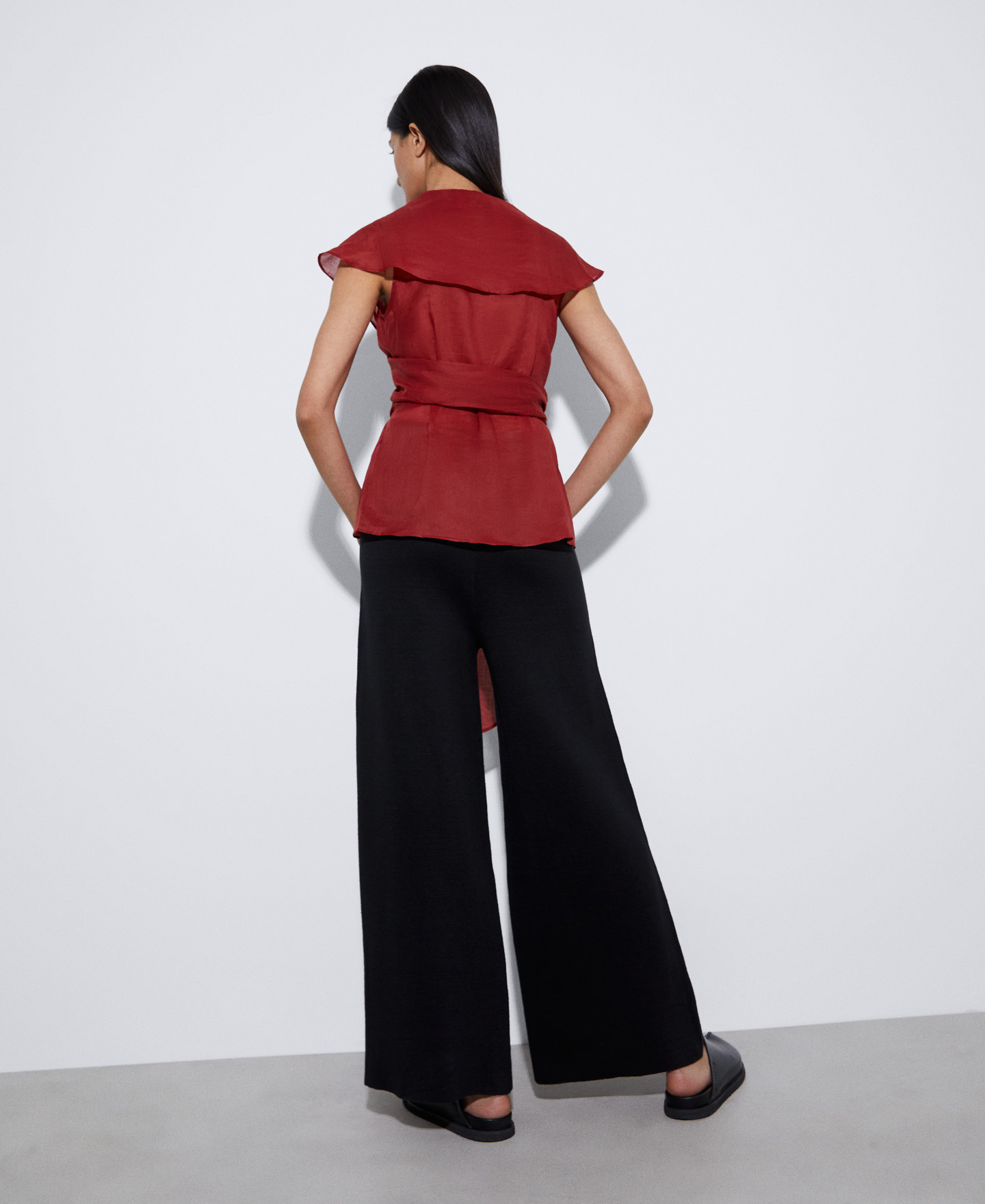 Cropped shawl top with shawl collar image number 2