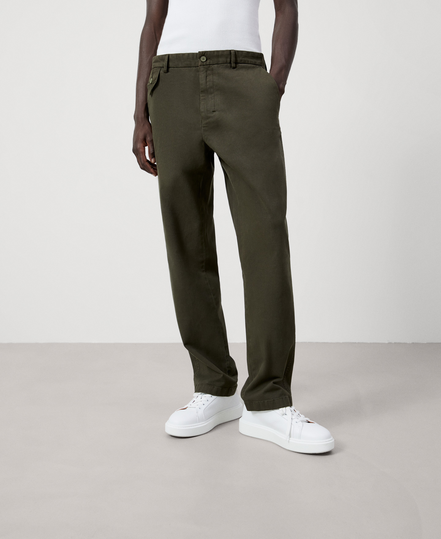 Stretch cotton straight trousers image number 0