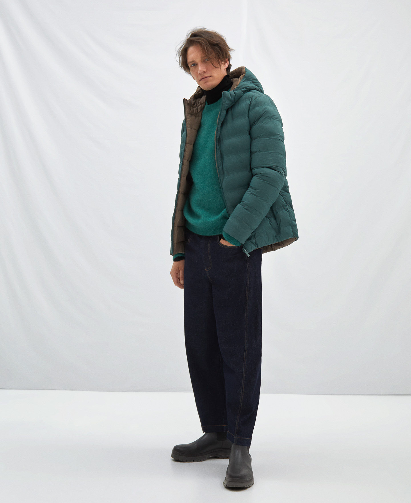Nylon padded jacket with hood image number 1