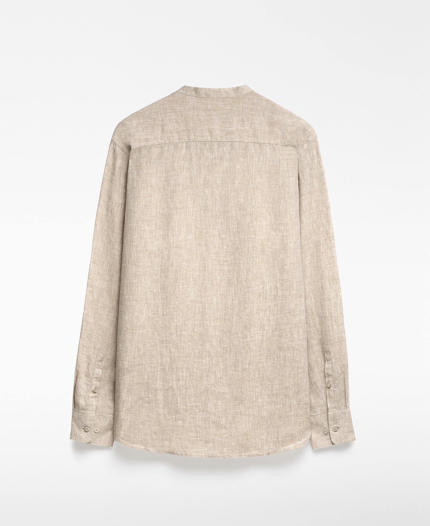 European linen Mandarin collar shirt man image number 5