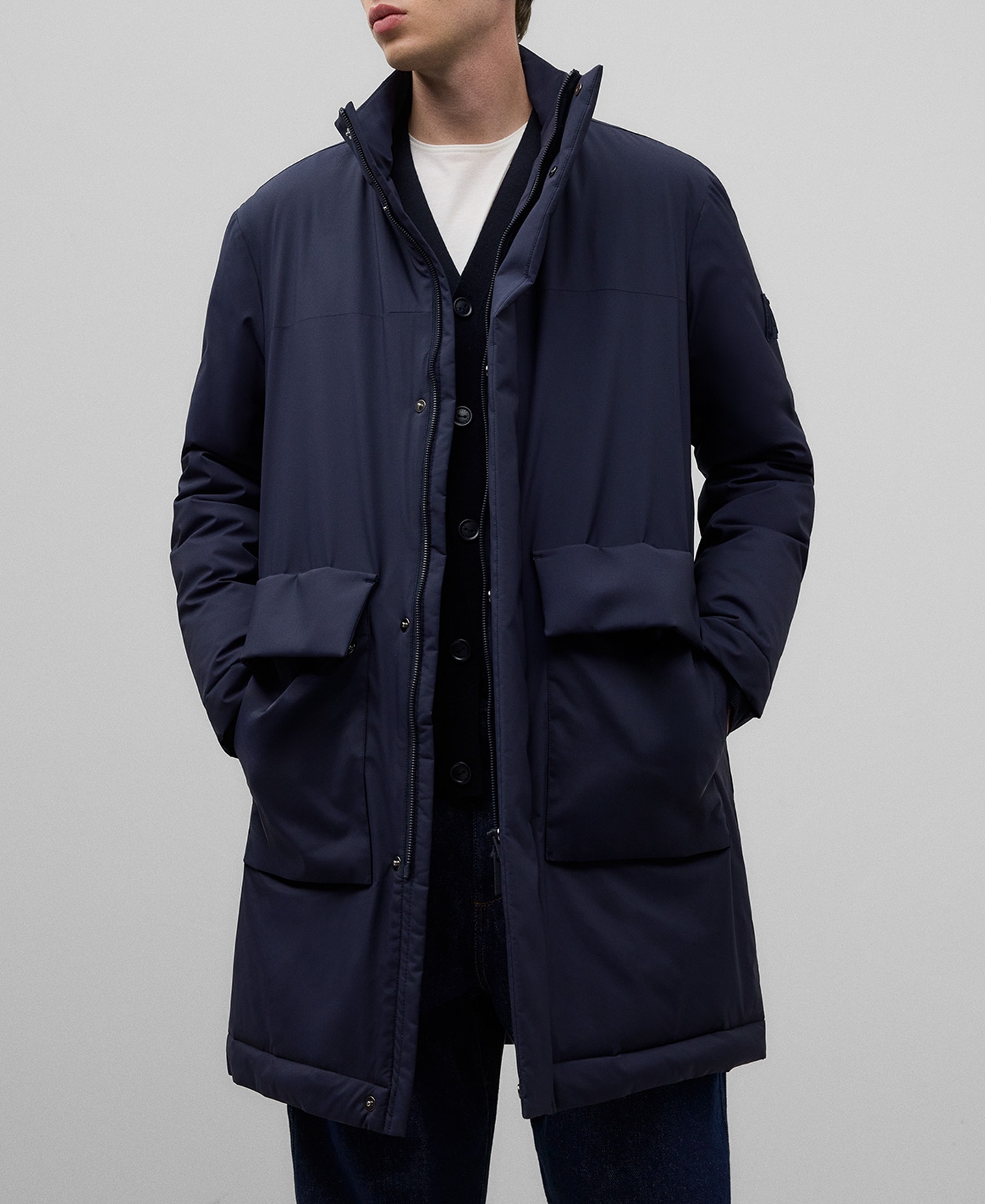 Navy blue quilted coat man image number 0