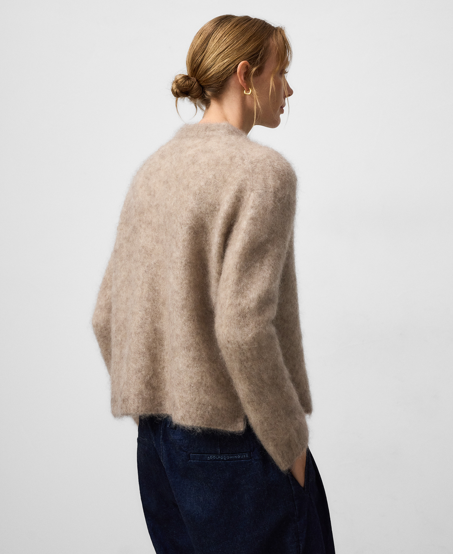 Pull à col rond en maille cardée pour femme image number 2