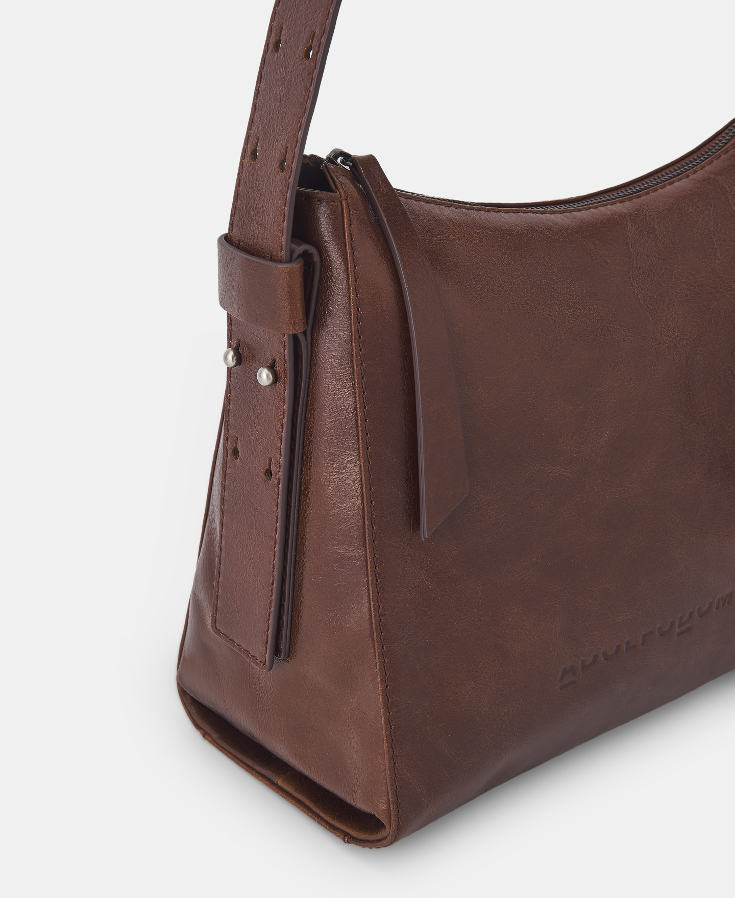 Glossy crackled leather hobo bag image number 1