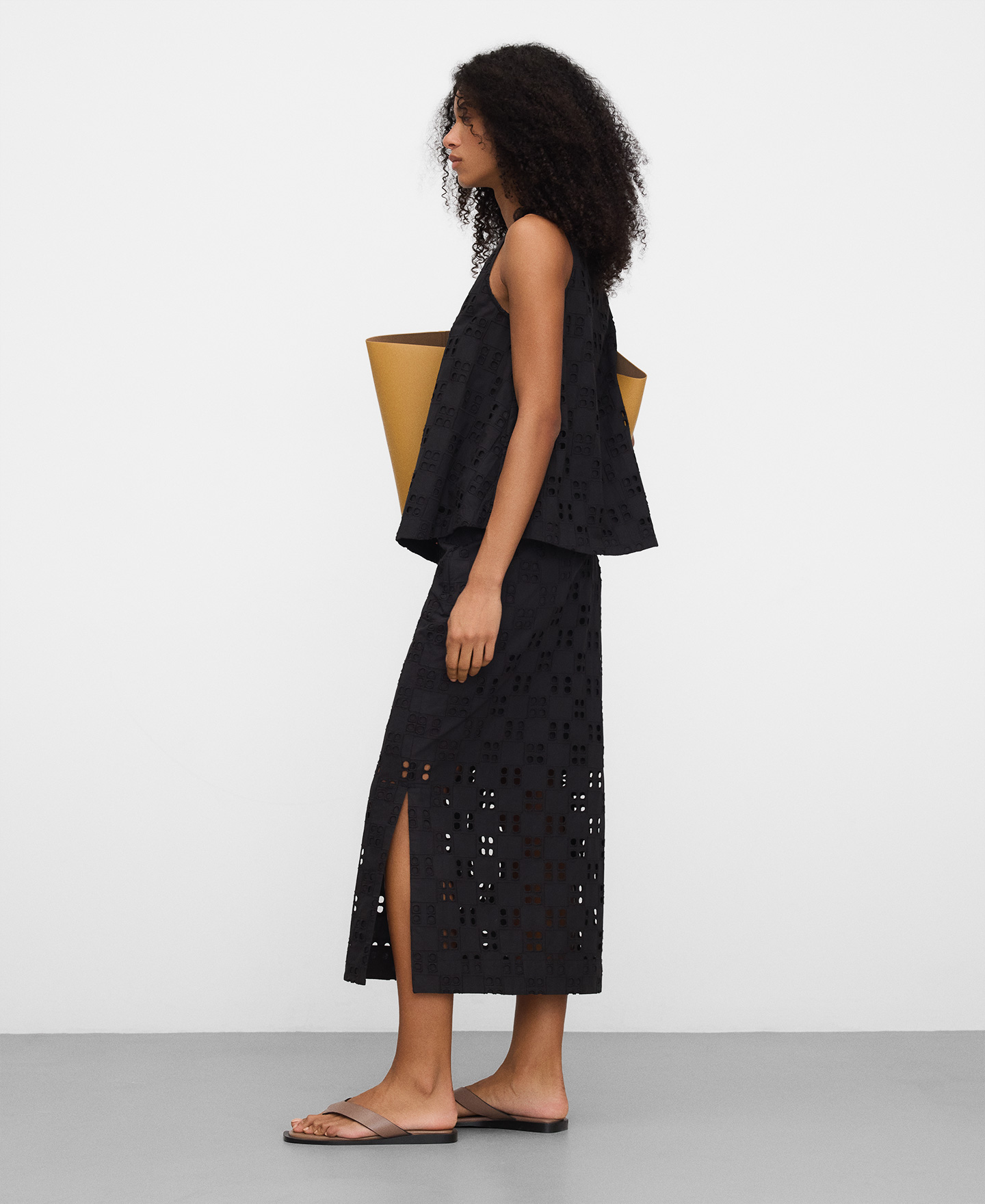 Poplin skirt with English embroidery image number 3