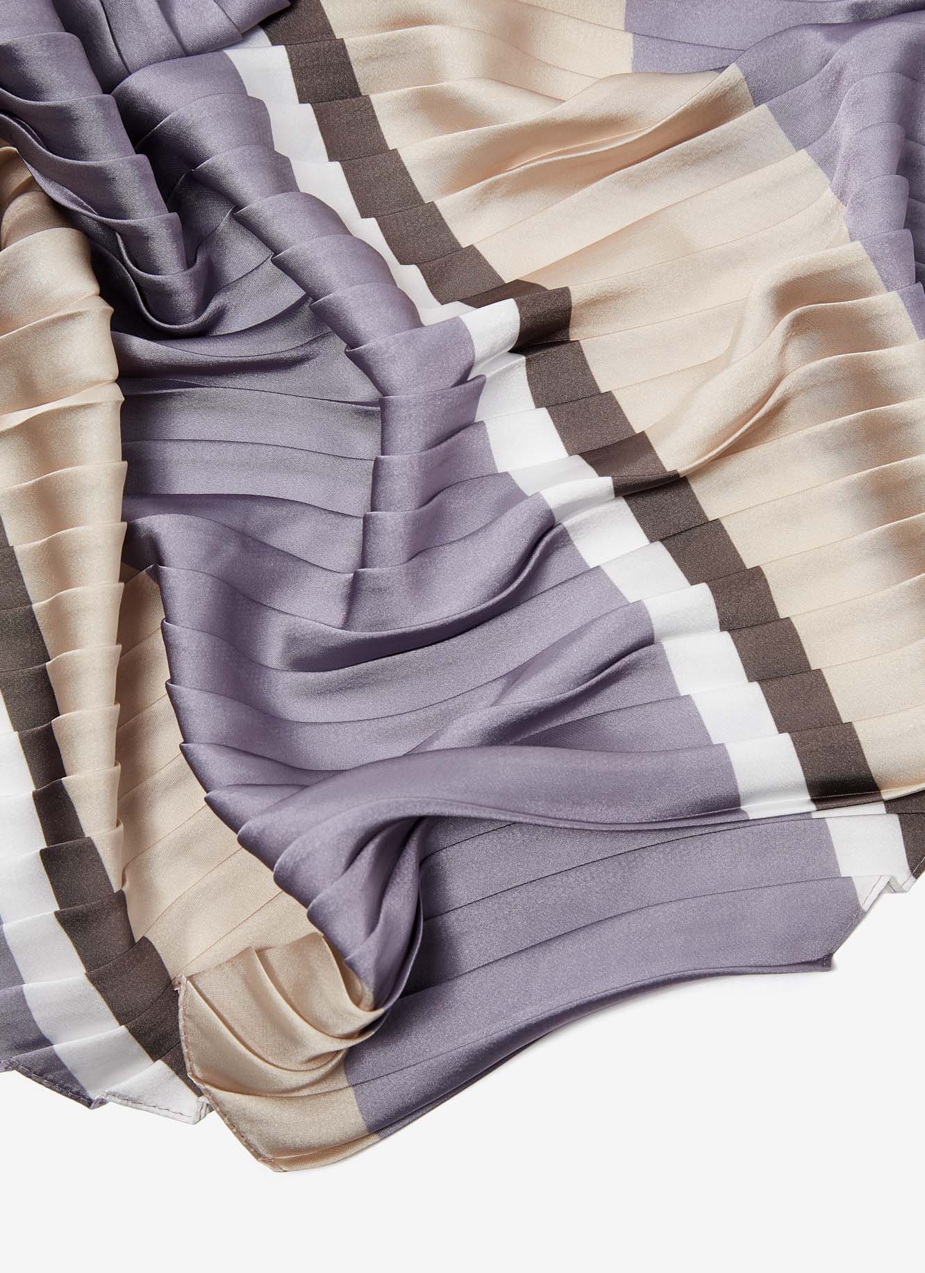 Pleated foulard with multicolour stripes image number 1