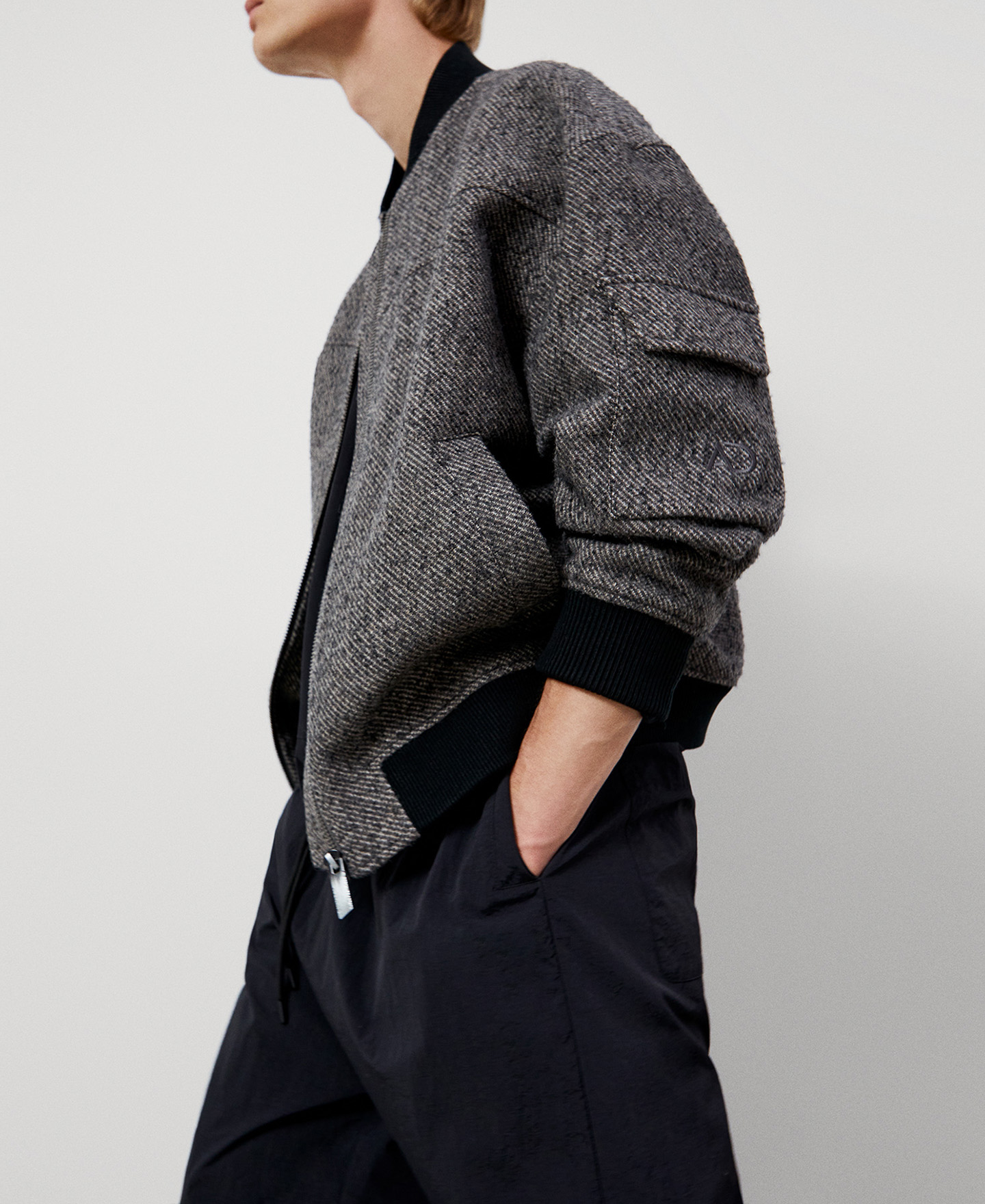 Wool and polyester bomber image number 5