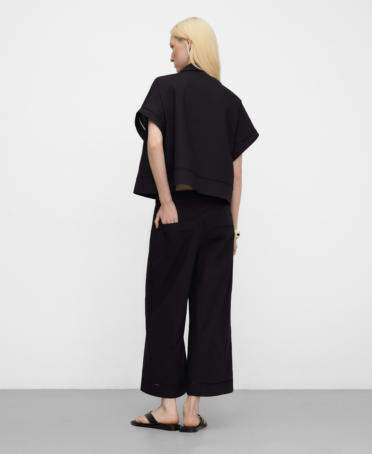 Cotton shirt with lace trim image number 2