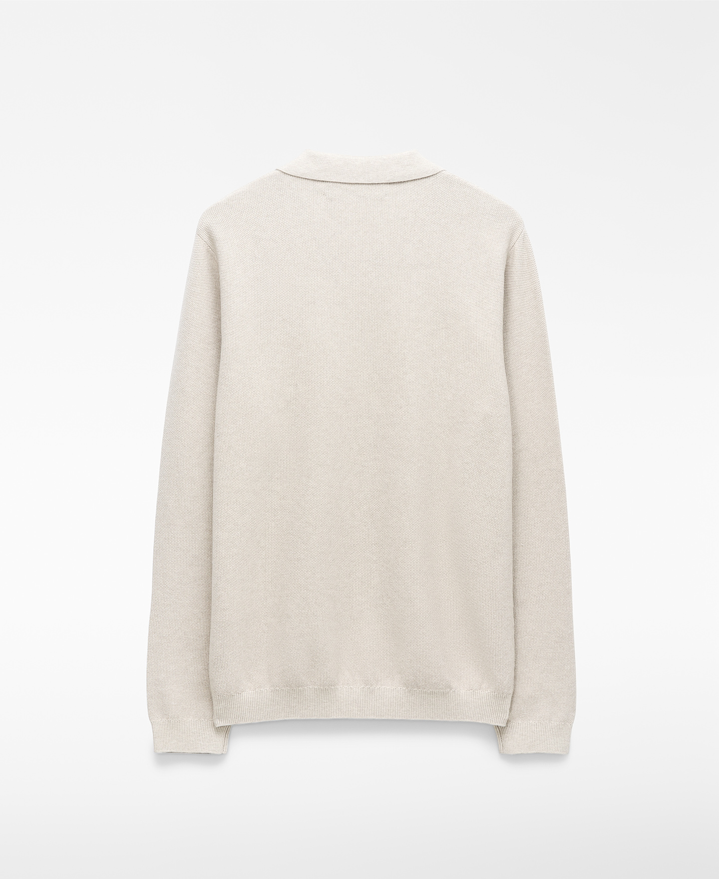 Structured knit long sleeve polo shirt image number 6