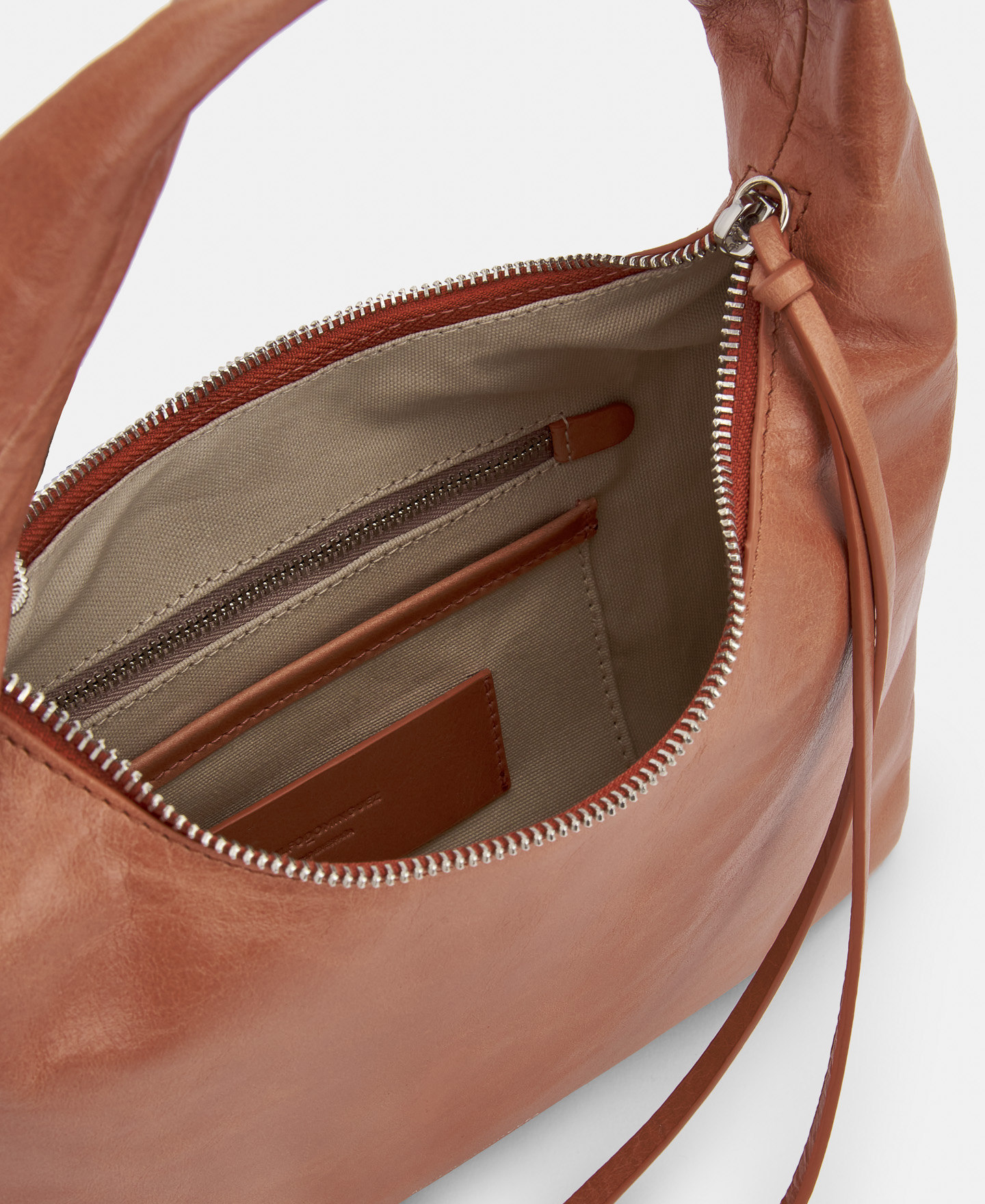 Leather hobo bag with turned handle image number 2