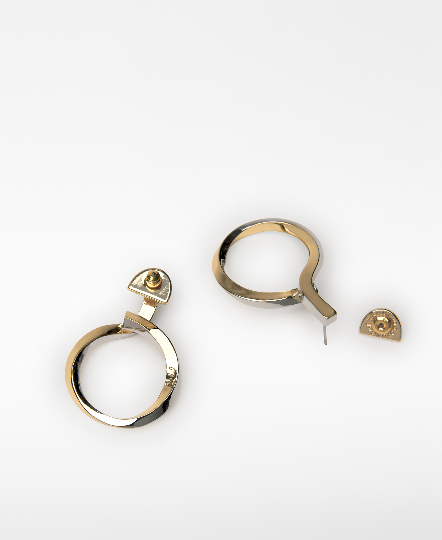 Two-tone metal circular earrings image number 2