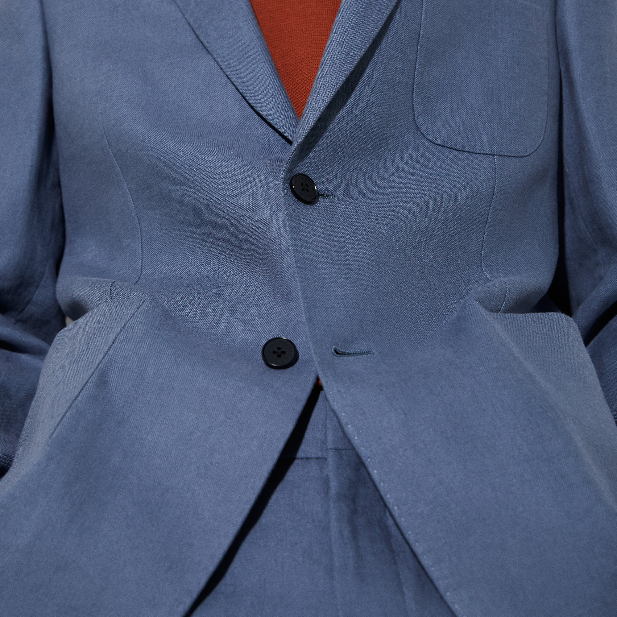 Linen plastron pocket blazer image number 3