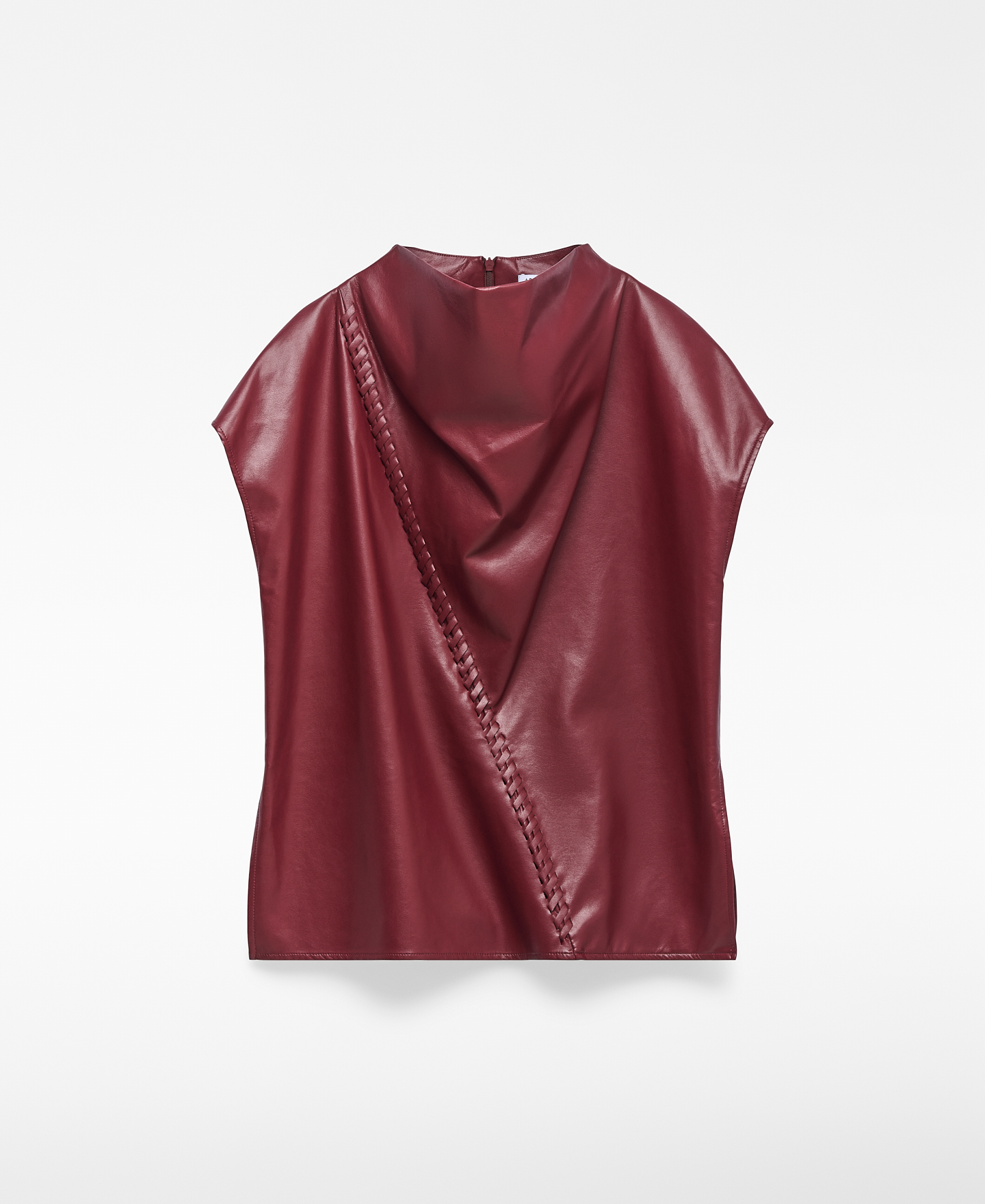Leather-Non-Leather draped top image number 4