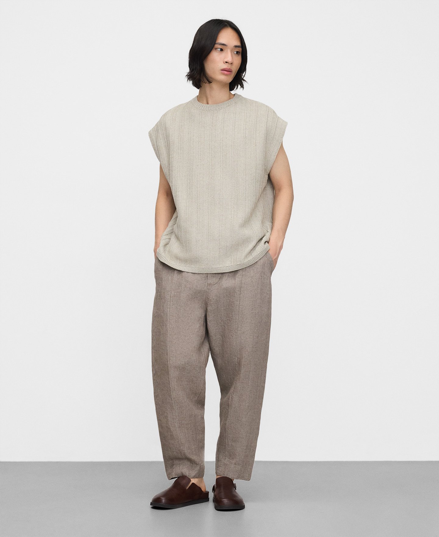 Chaleco oversize textura rafia image number 1