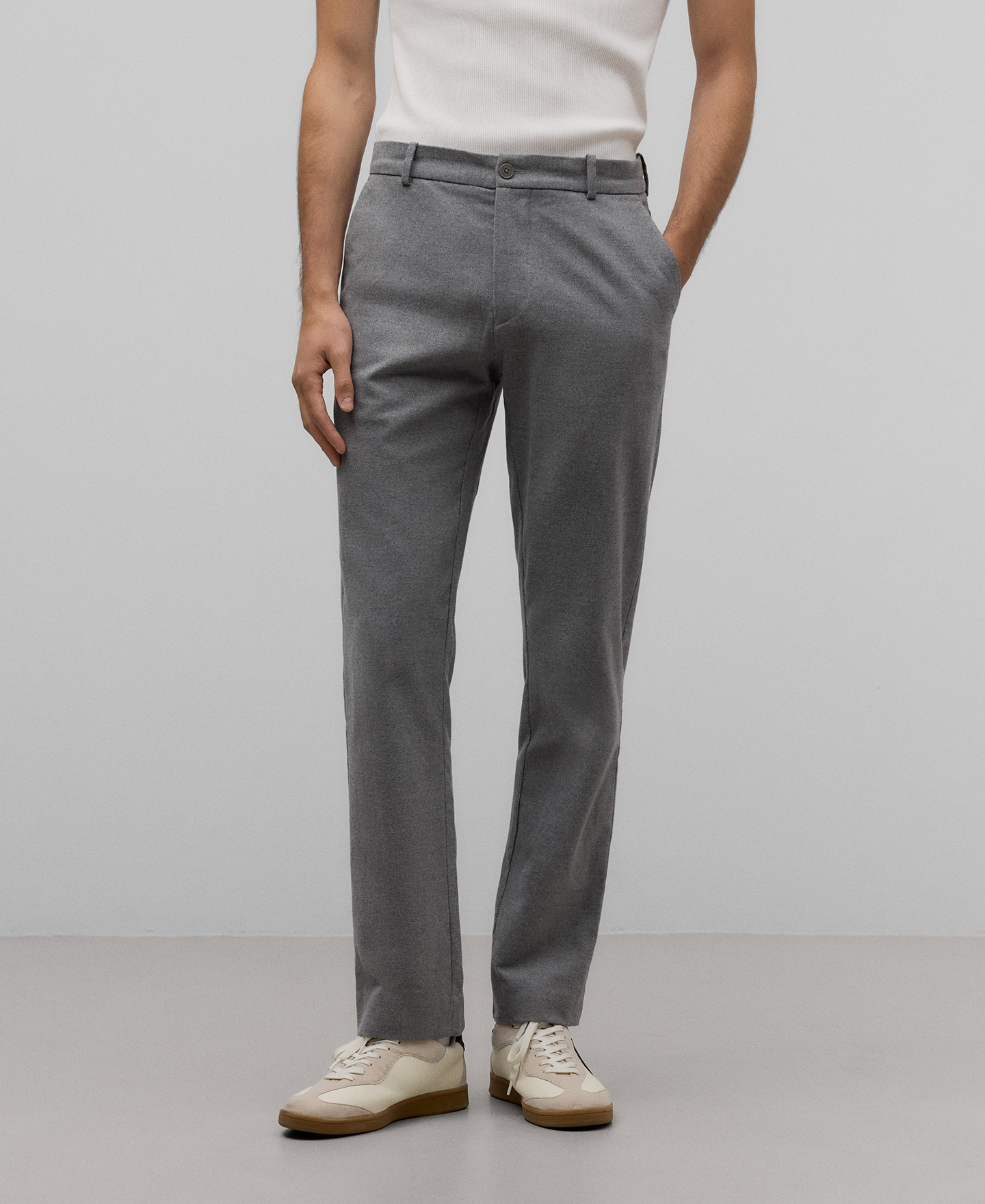 Pantal&oacute;n algod&oacute;n gris melange hombre image number 0