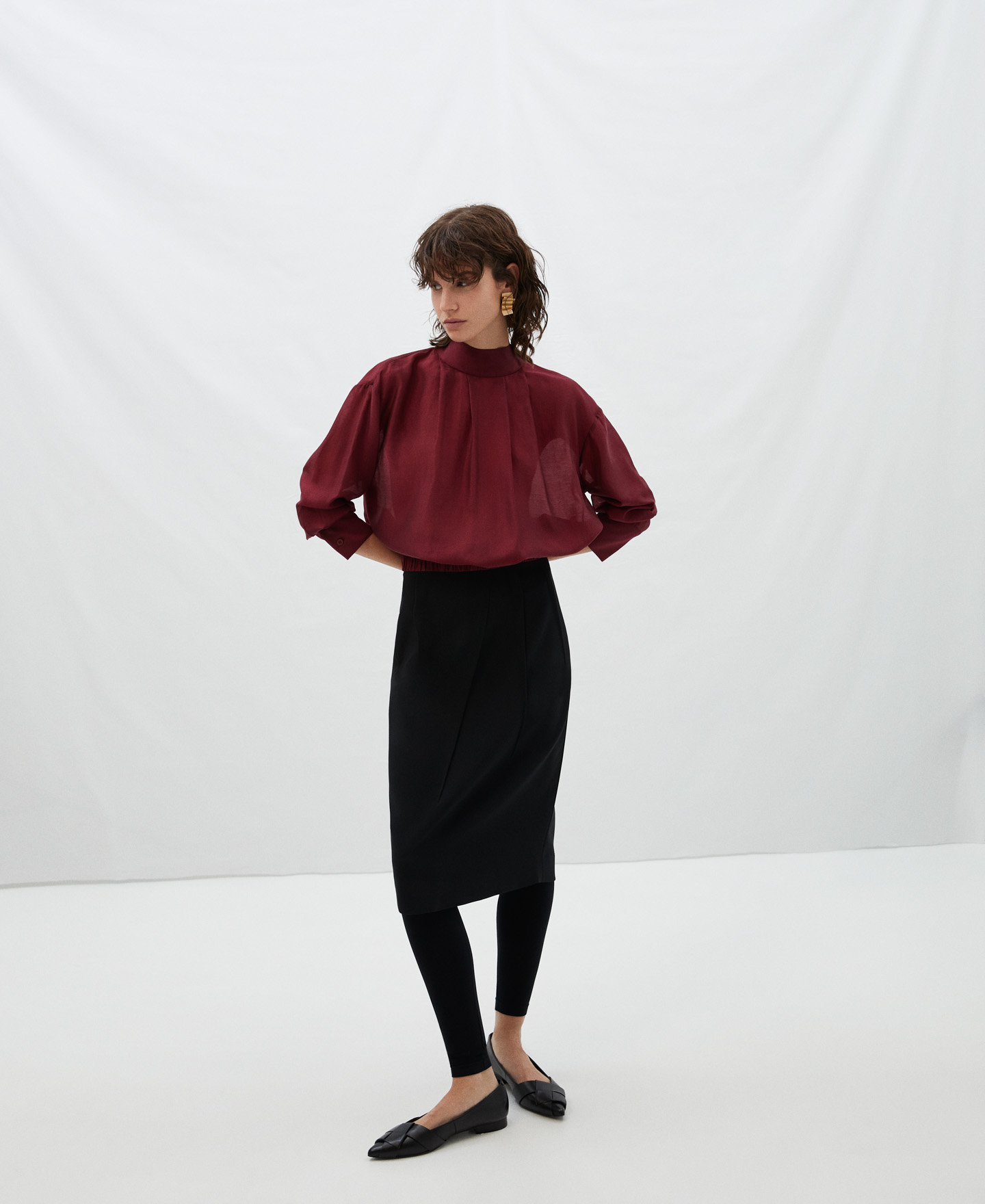 Blusa con frunces en lyocell image number 1