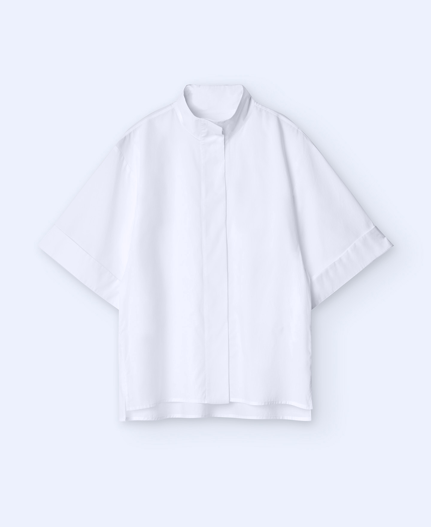 Mandarin collar short sleeve shirt image number 4