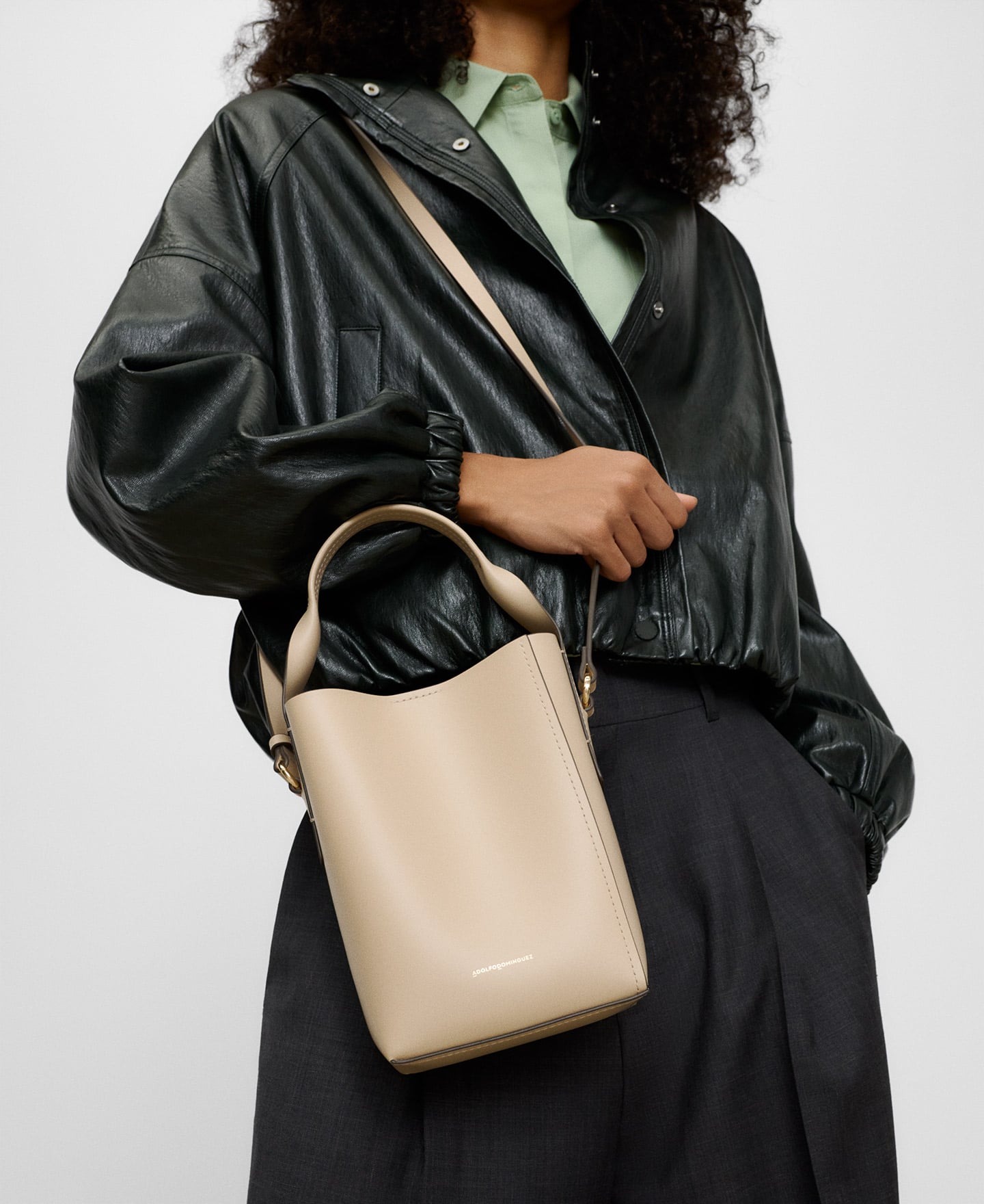 Mica leather bucket bag image number 5
