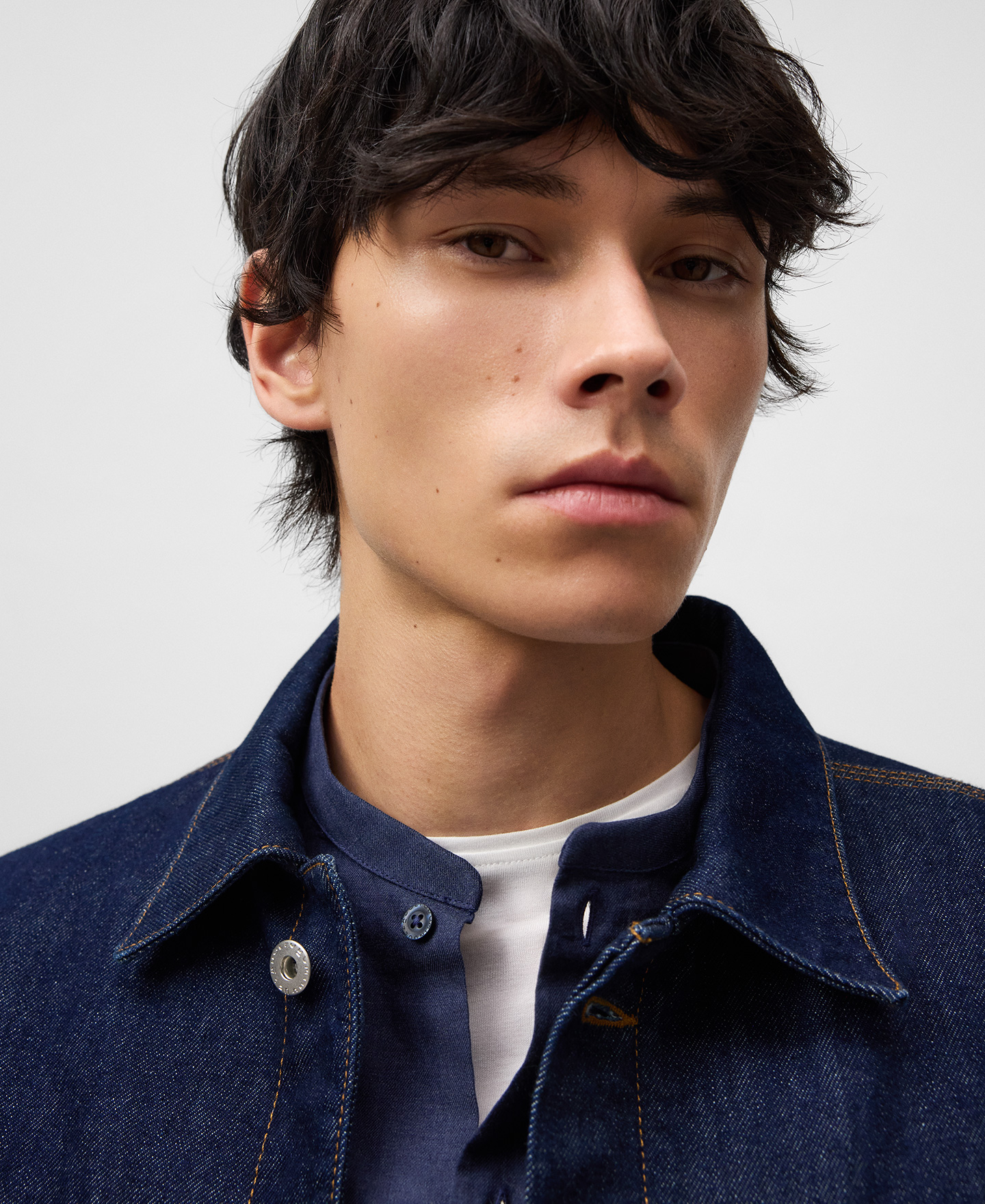 Regular fit Mandarin collar shirt man image number 3