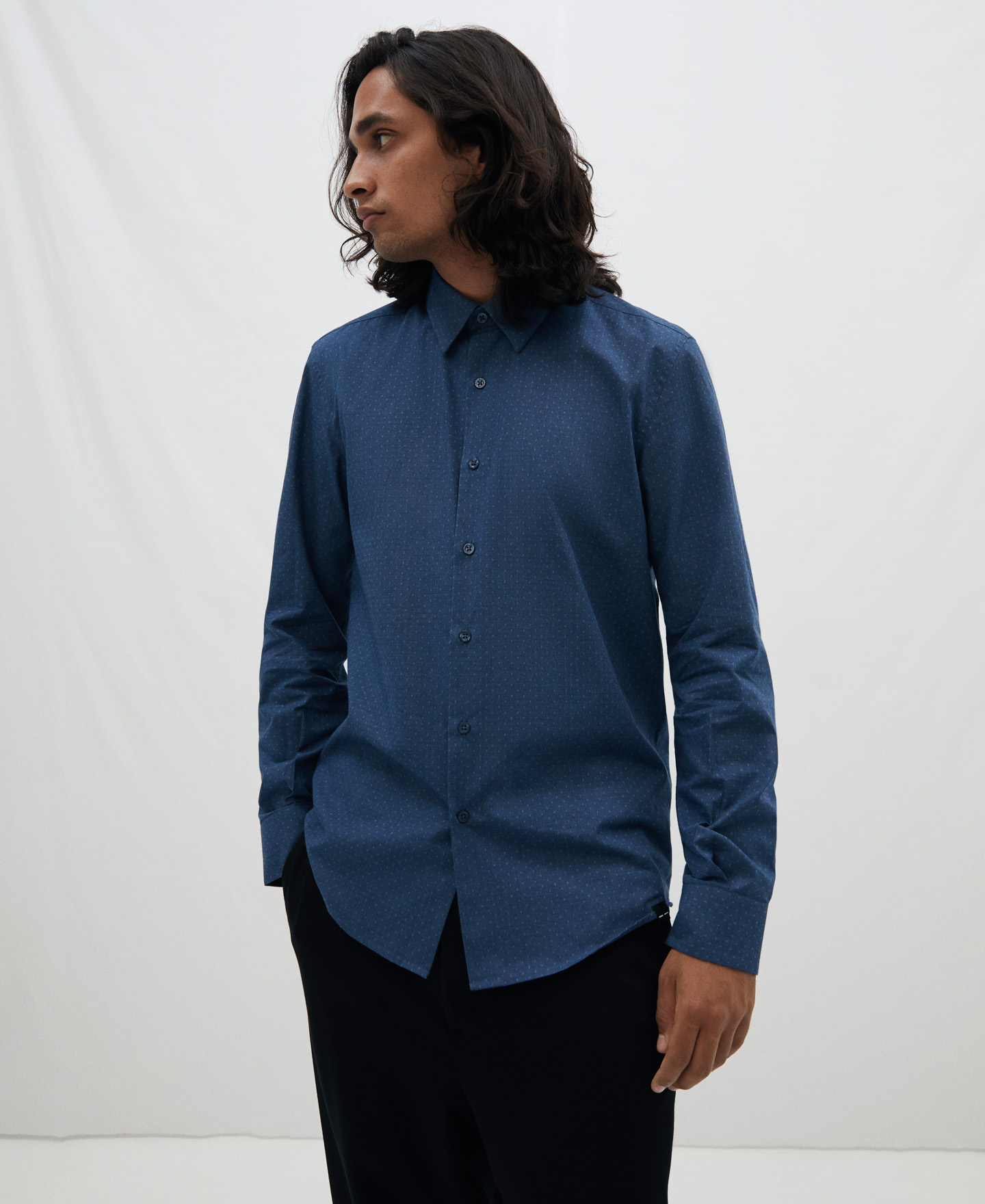Hidden button cotton shirt image number 0
