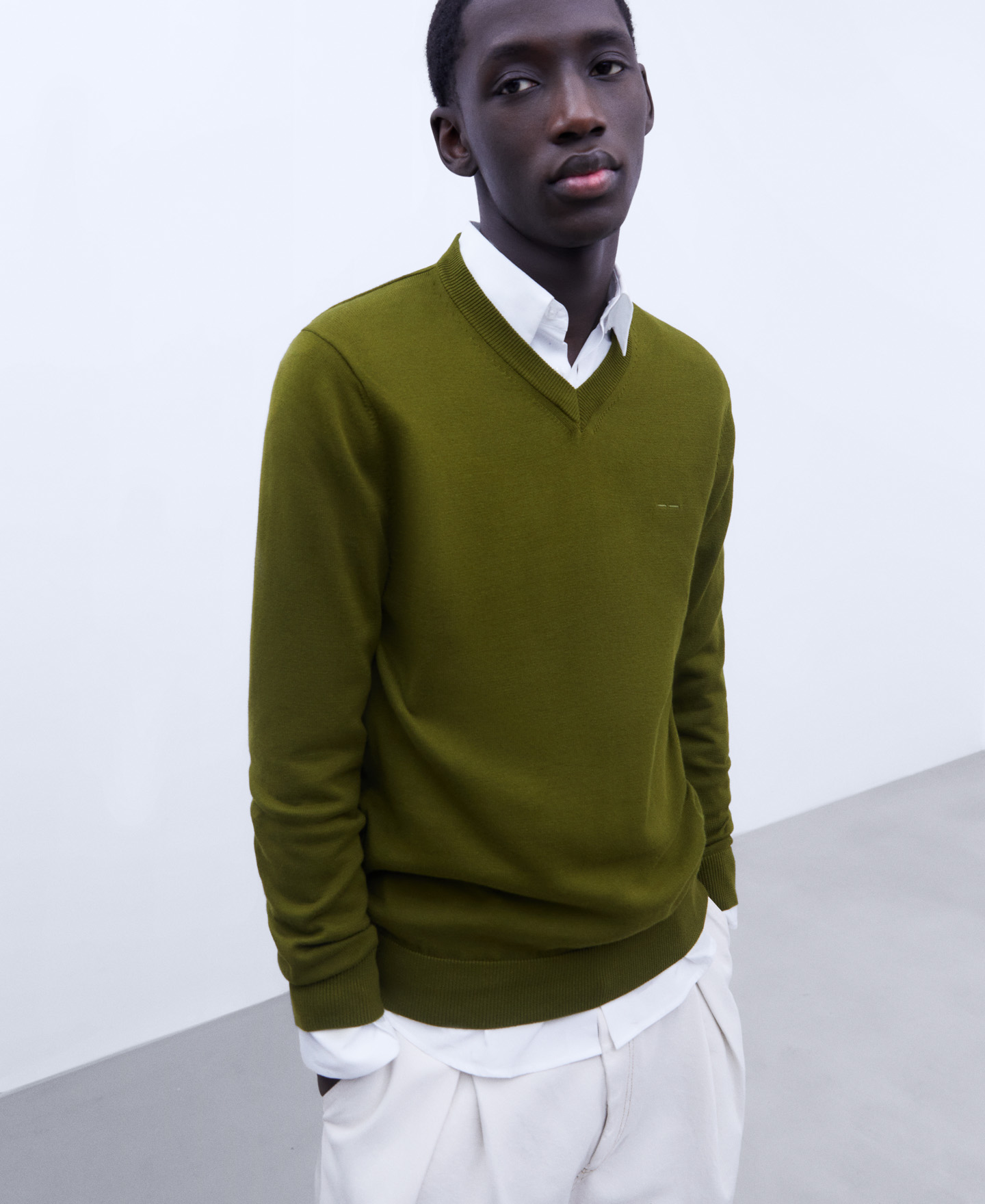 Organic cotton V-neck sweater image number 0