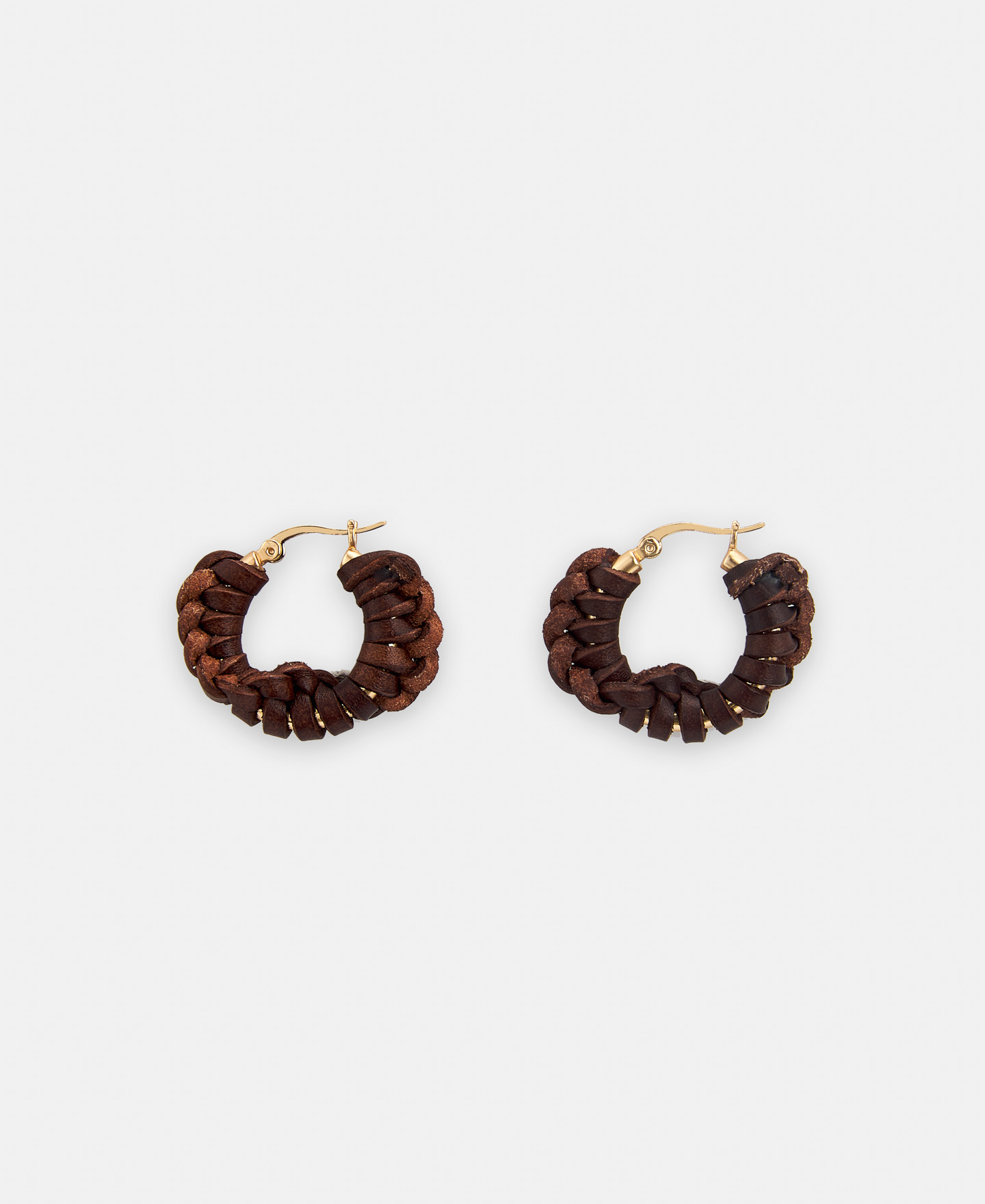 Braided leather hoop earring image number 0