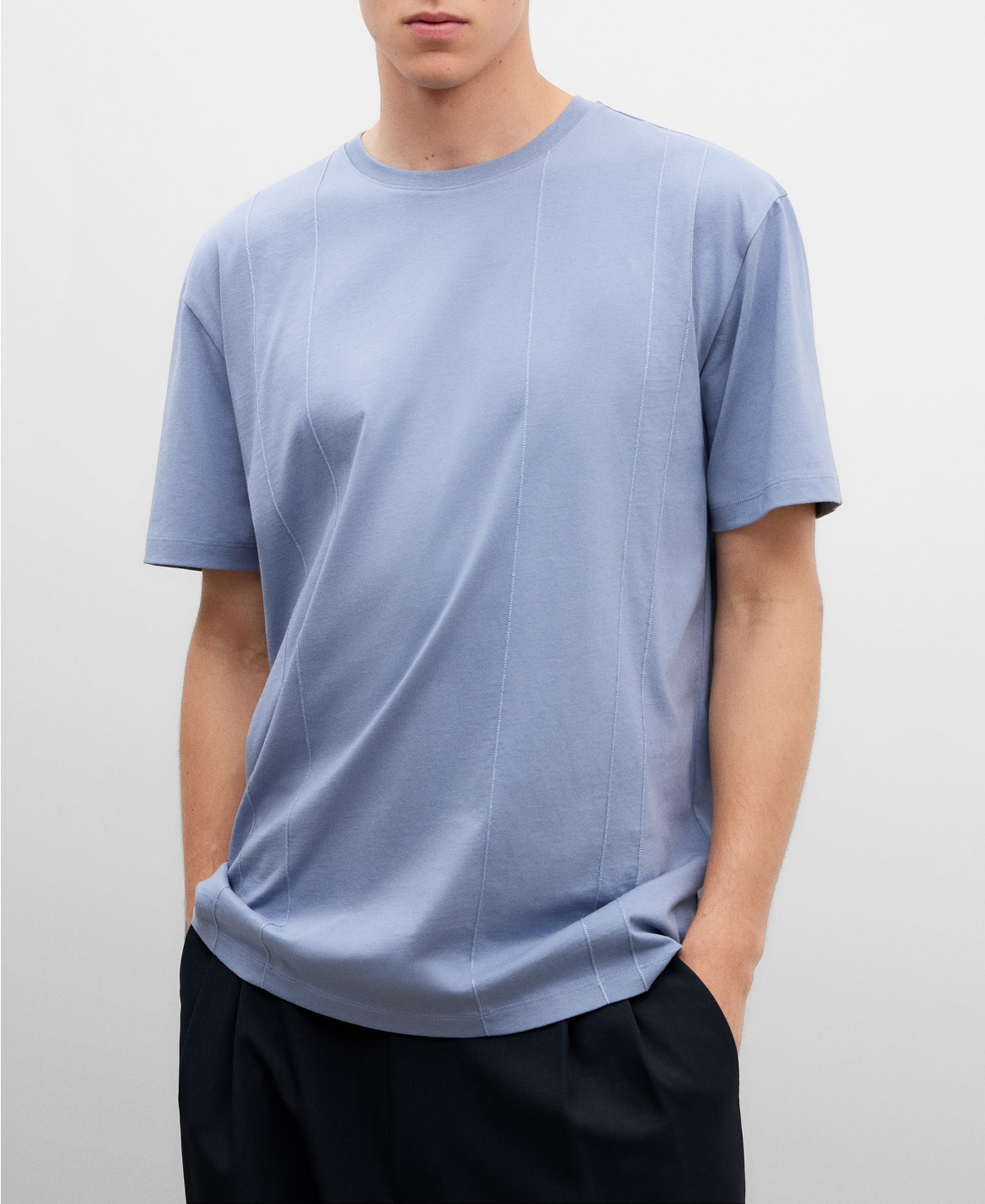 Camiseta algodón línea pespuntes hombre image number 0