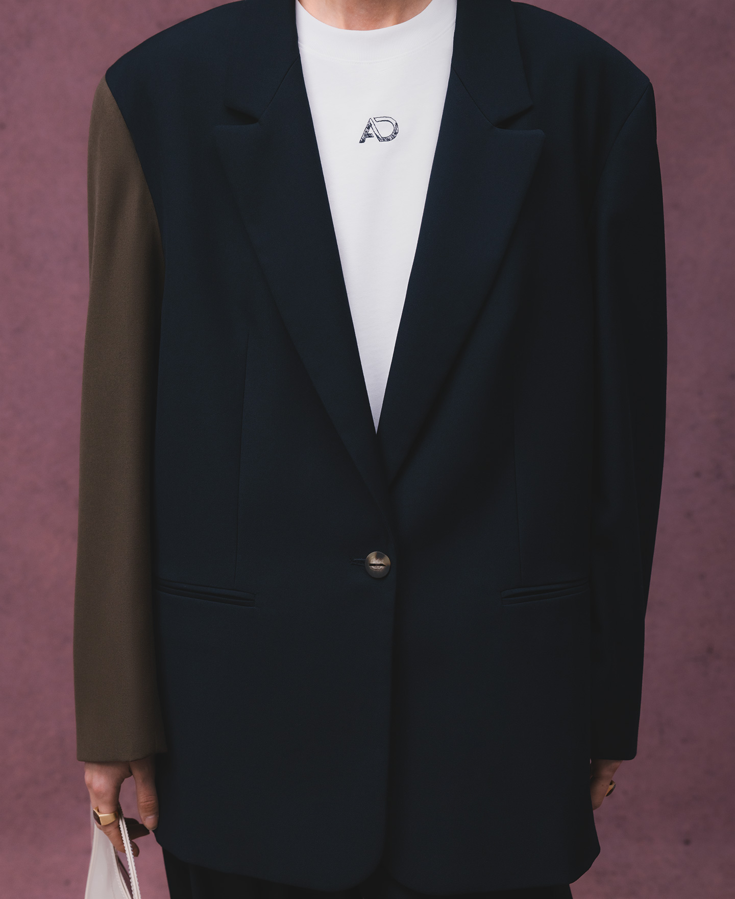 Two-tone blazer with overlay piece woman image number 0