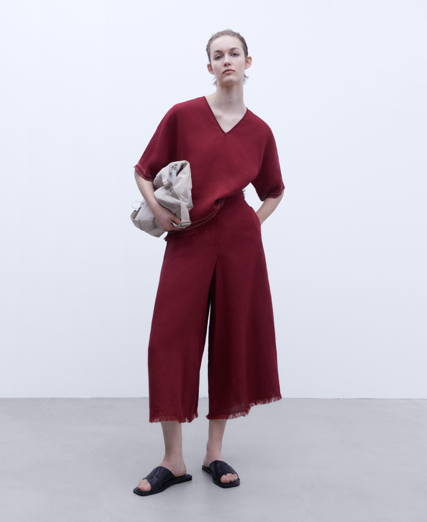 European linen palazzo trousers image number 1