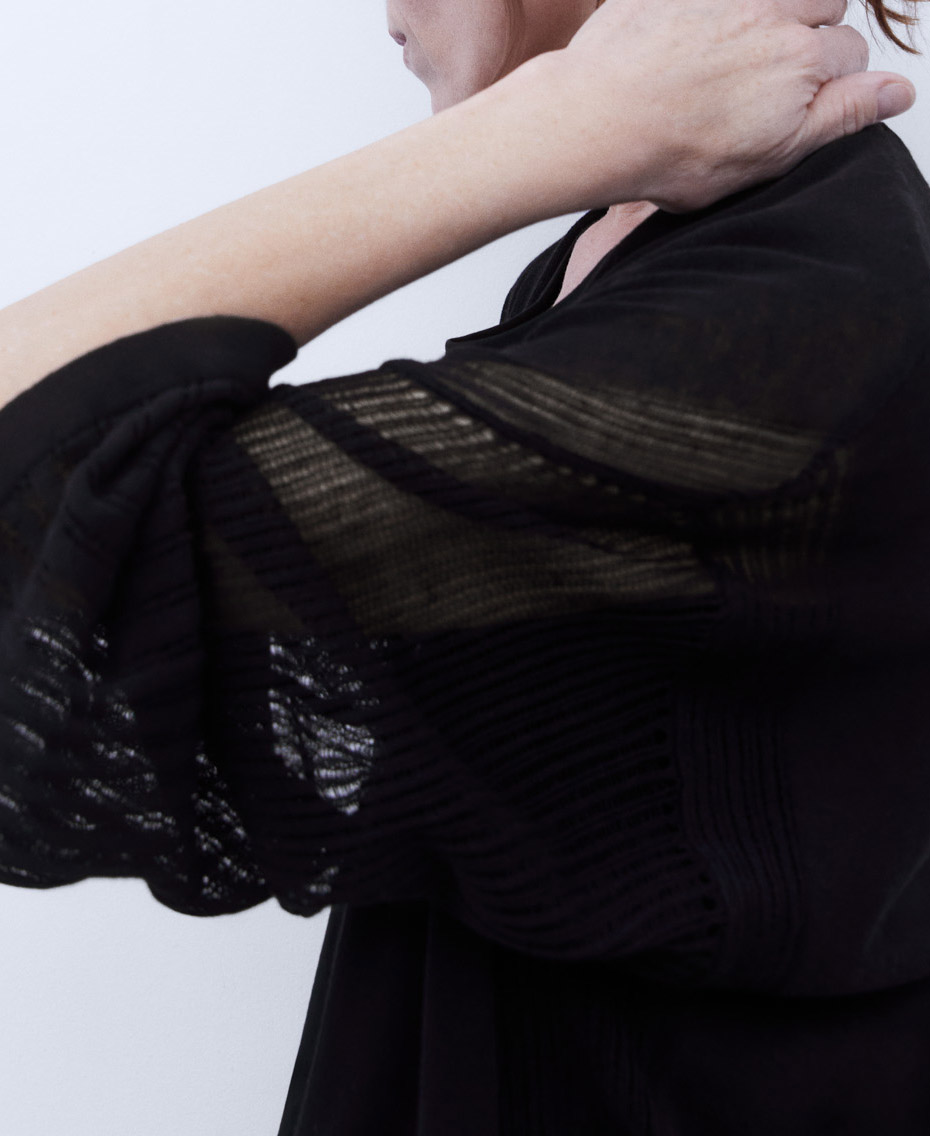 Lace knit long jacket image number 3