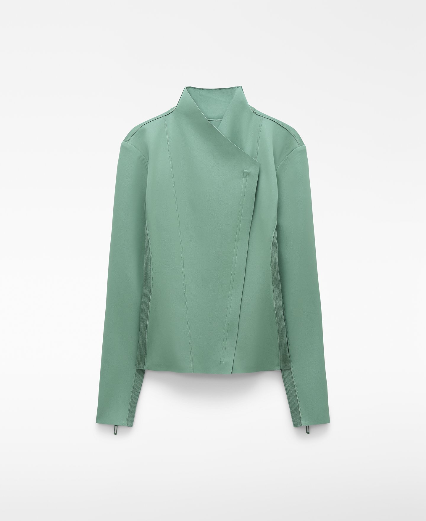 Leather-Non-Leather biker jacket image number 4