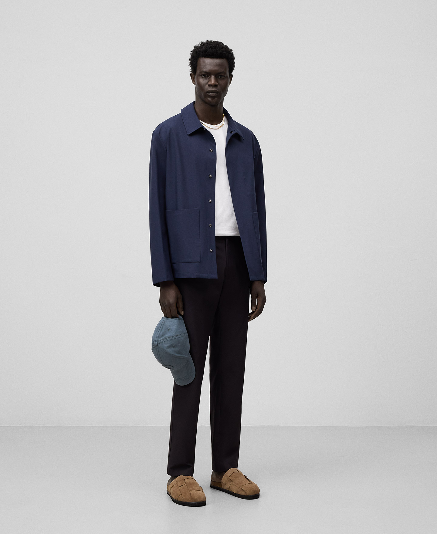 Cotton poplin straight trousers man image number 1