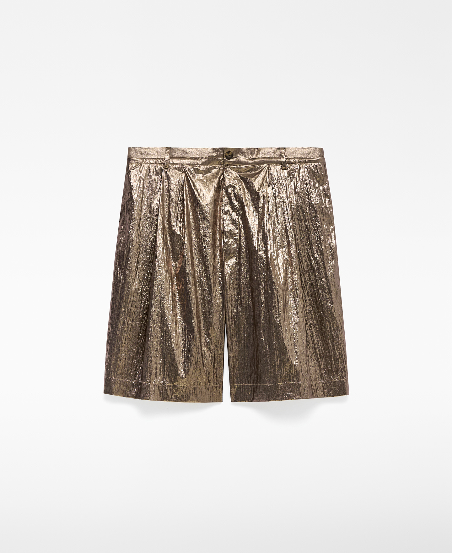 Relaxed fit metallic Bermuda shorts man image number 2