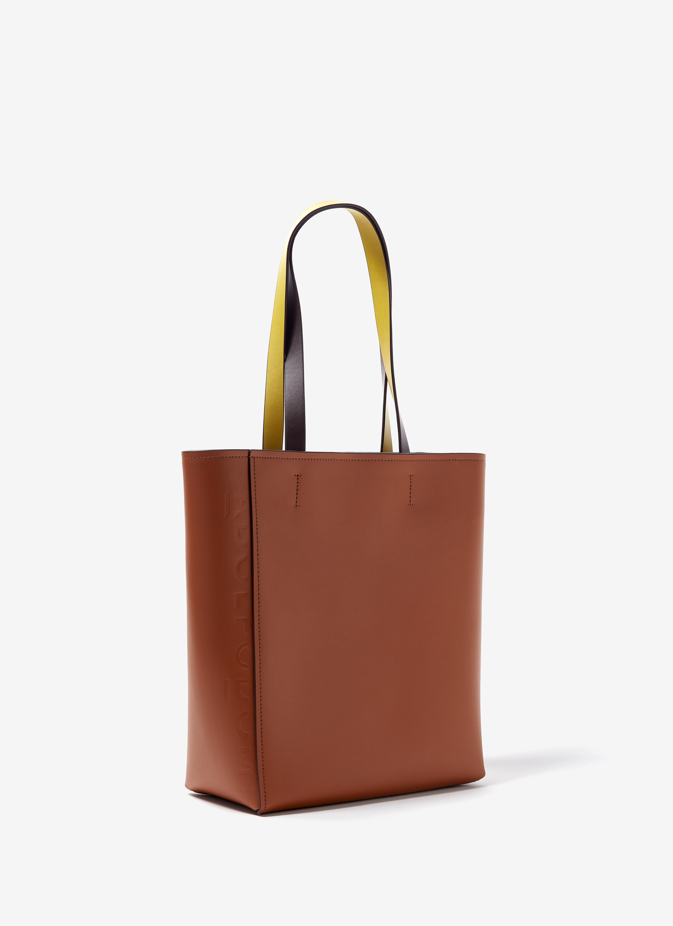 Shopper vertical en piel vaqueta image number 1