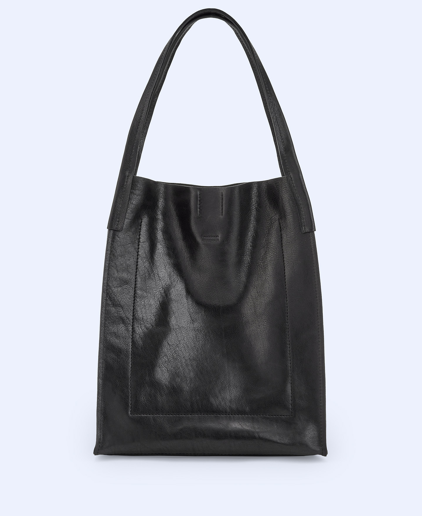 Maxi shopper en piel vaqueta image number 1
