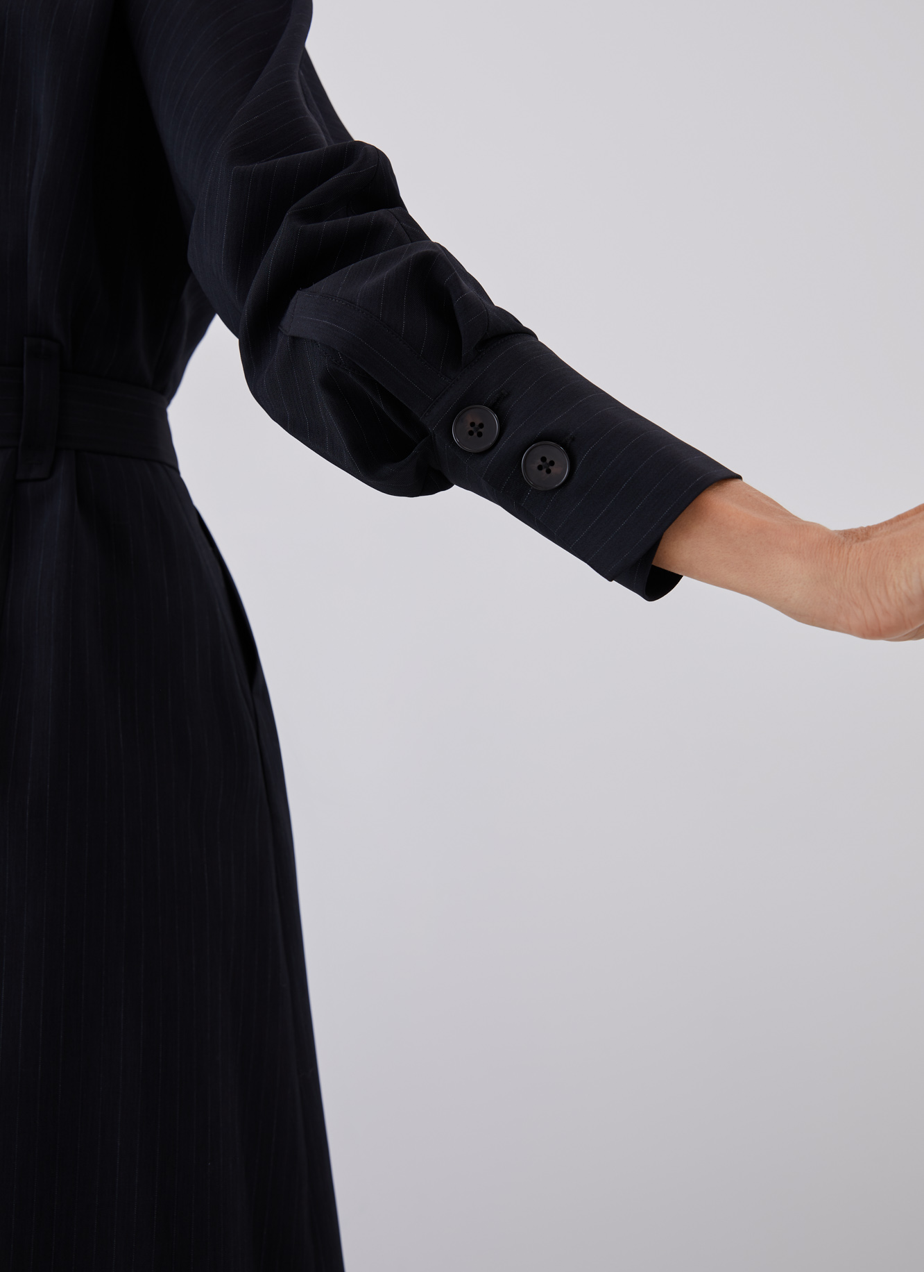 Midi dress with round collar and belt image number 2