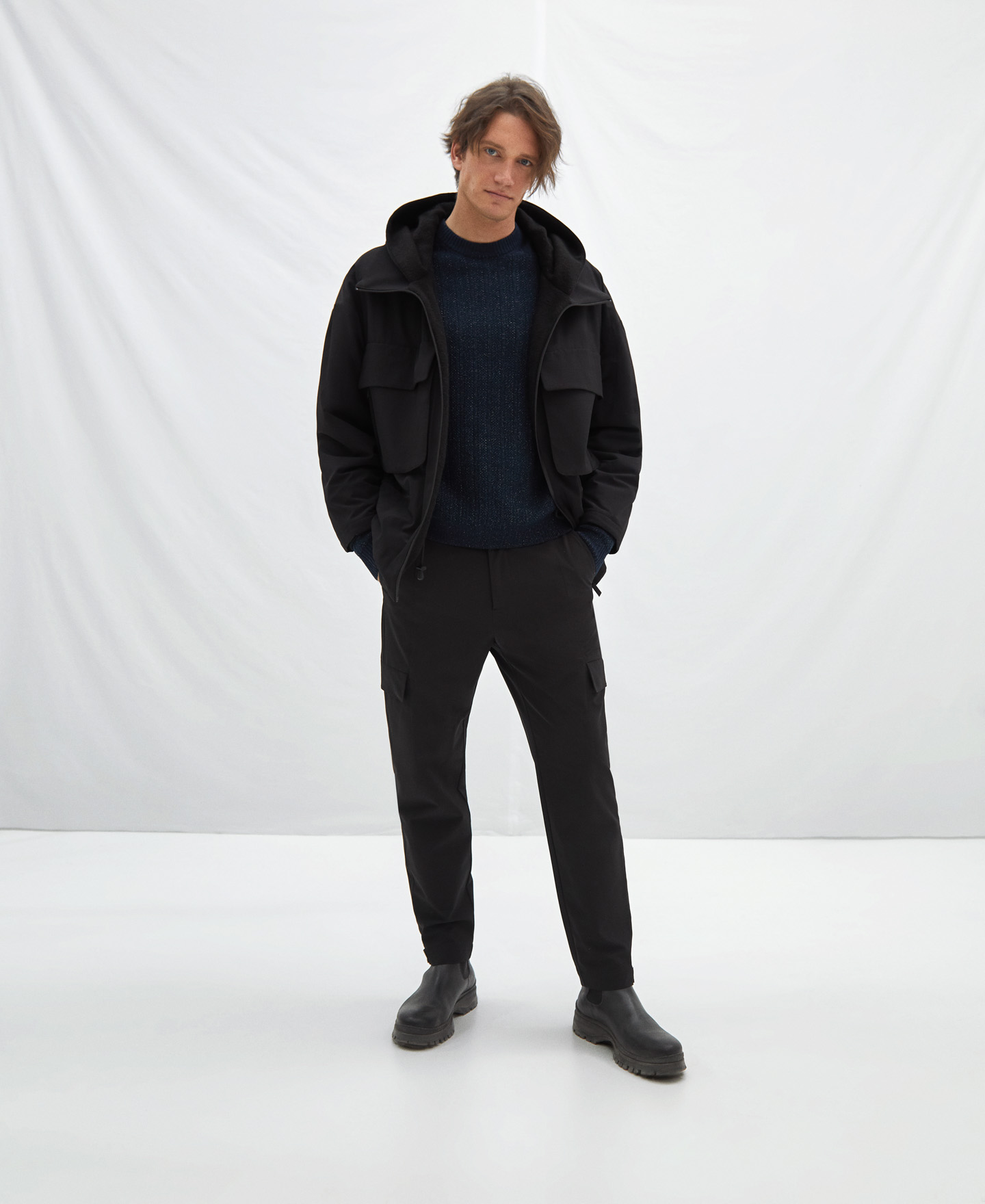 Striped wide knit sweater image number 1