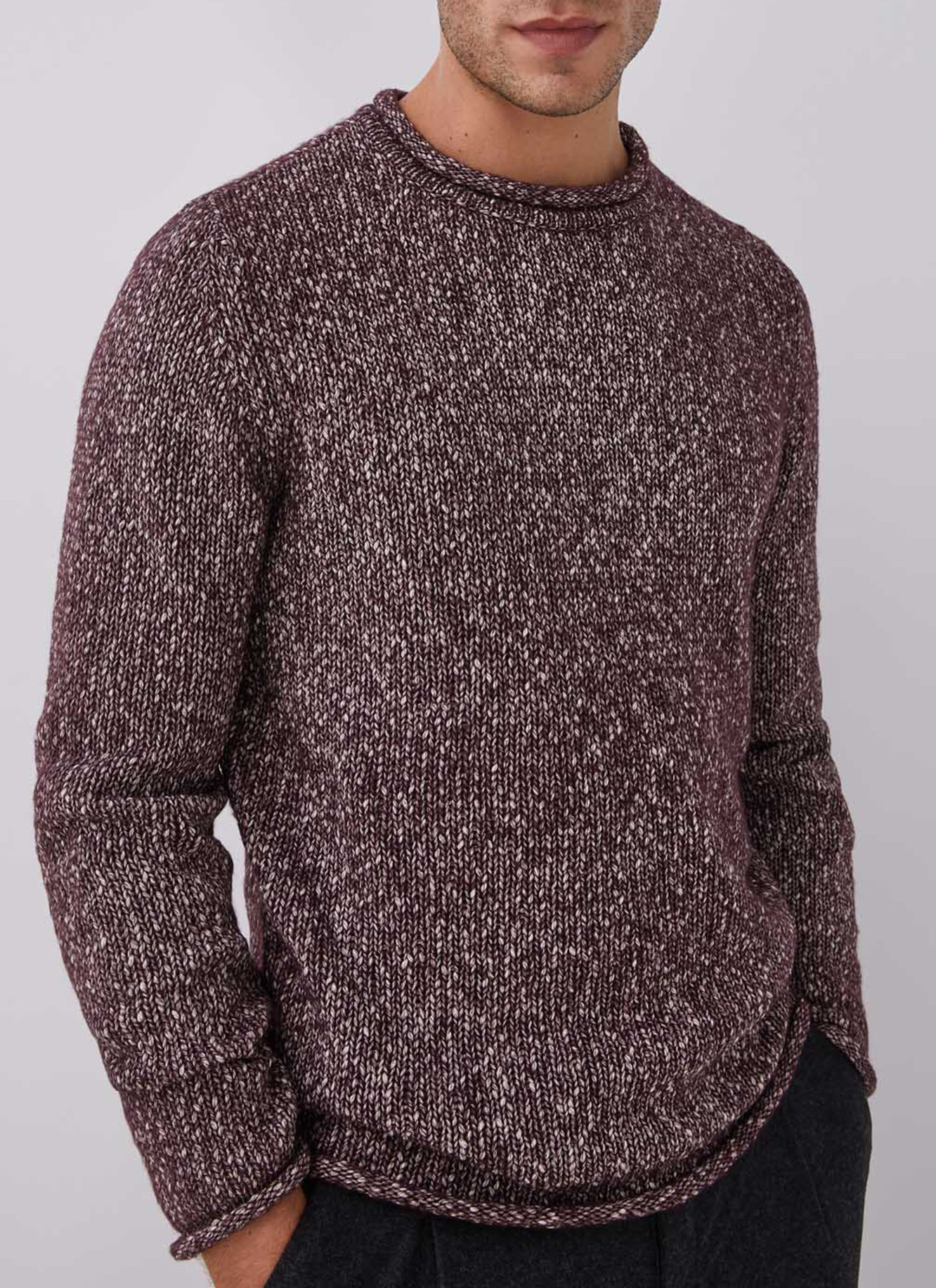 Mottled sweater with roll edges image number 0