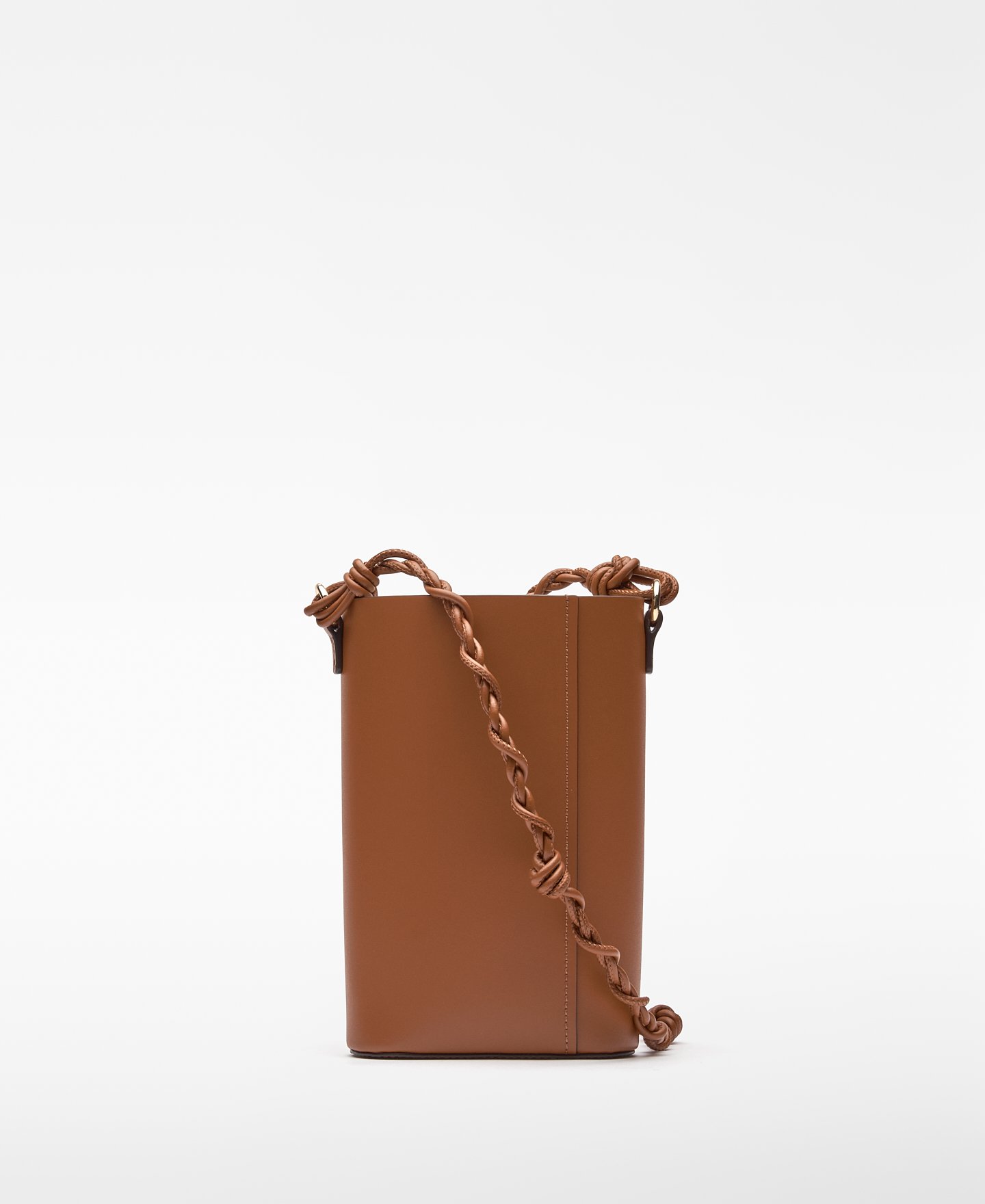 Braided strap vertical leather crossbody image number 1