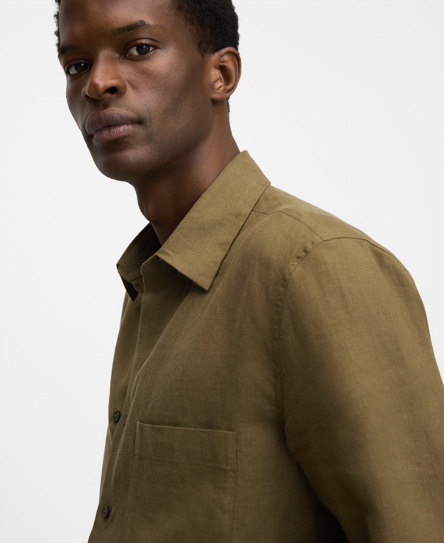 Linen regular fit spread collar shirt image number 3