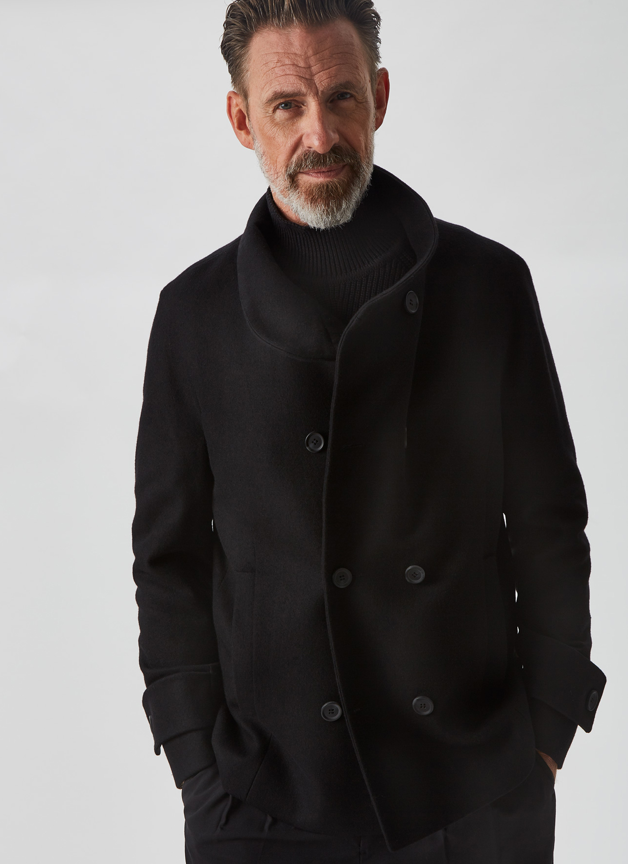 Wool jacket with chimney collar image number 0