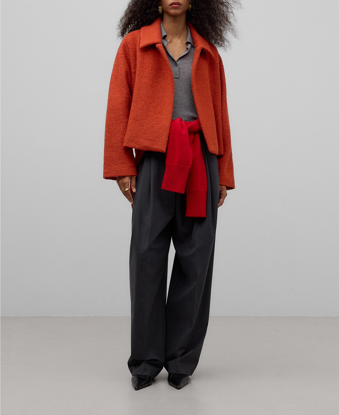 Chaqueta corta textura mujer image number 1