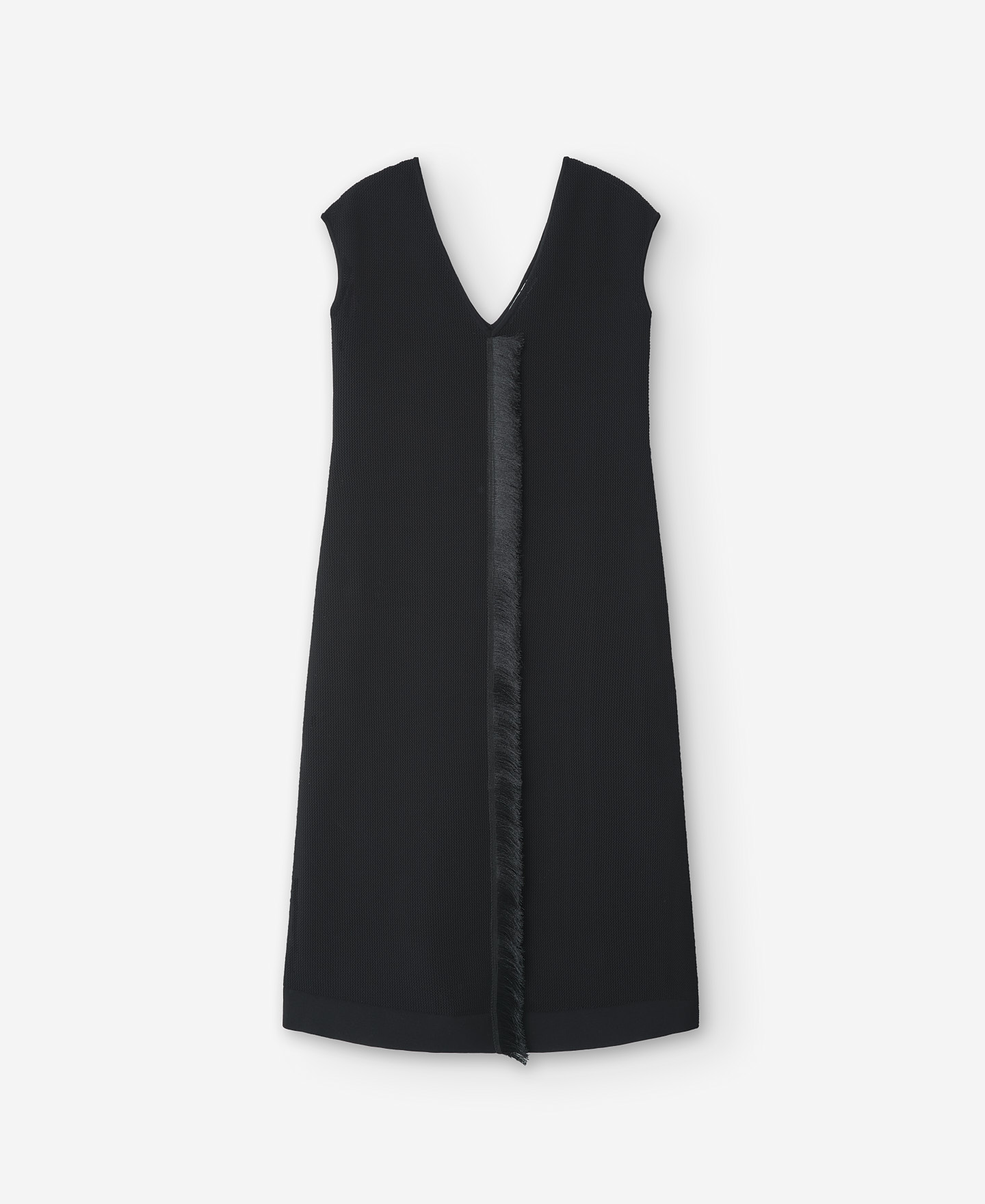 Vestido negro flecos poliéster reciclado image number 4