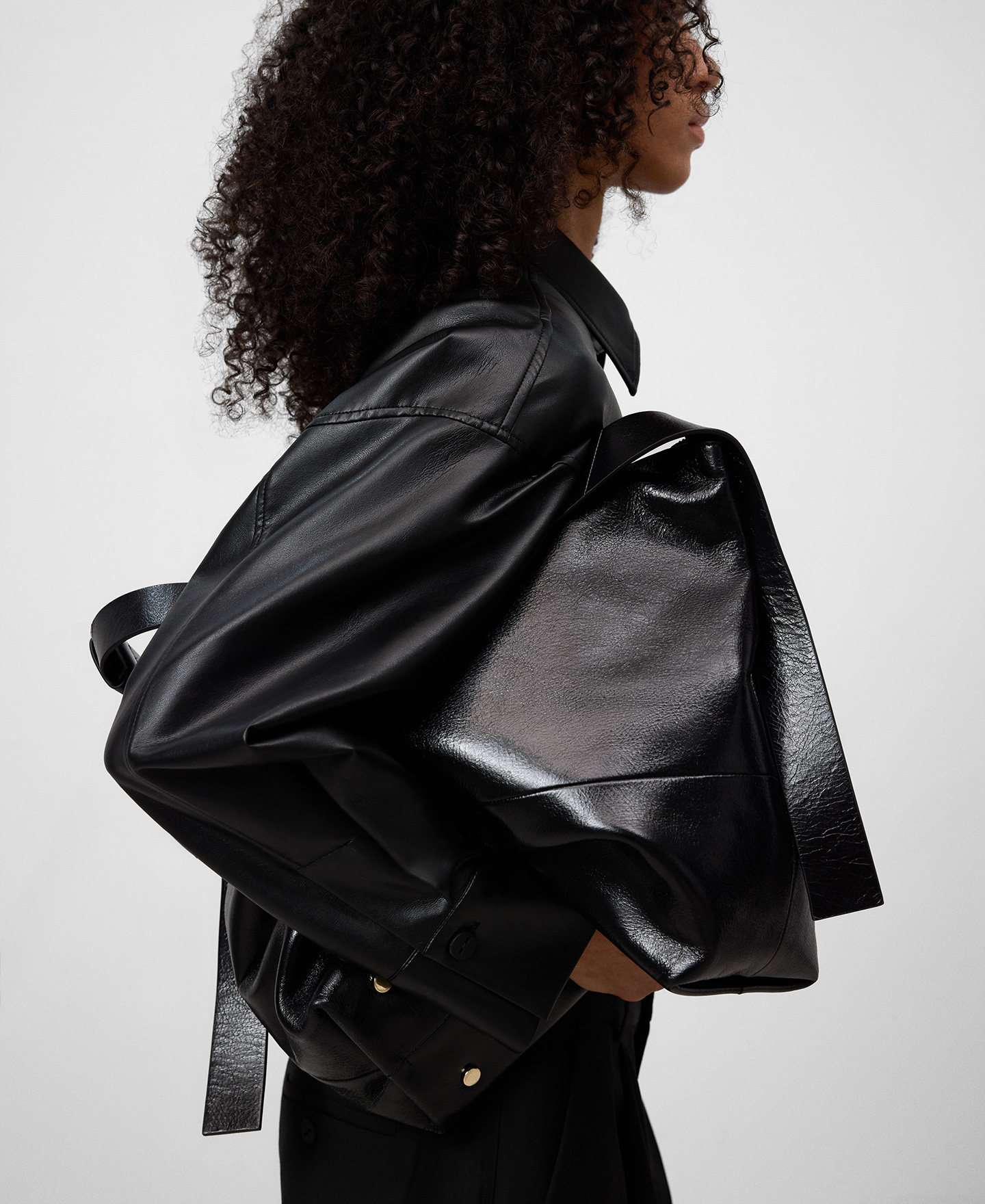 Leather-Non-Leather overshirt woman image number 5
