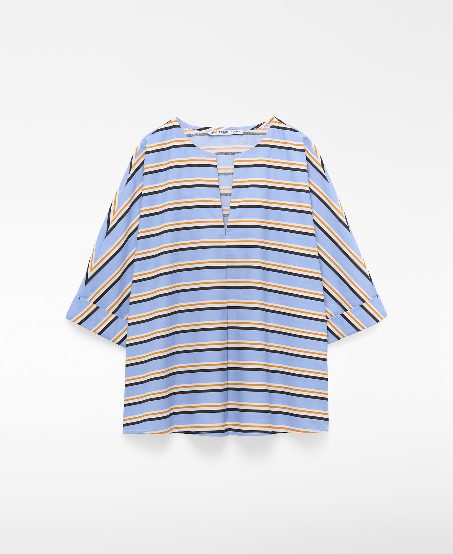 Blusa rayas escote pico algod&oacute;n image number 0