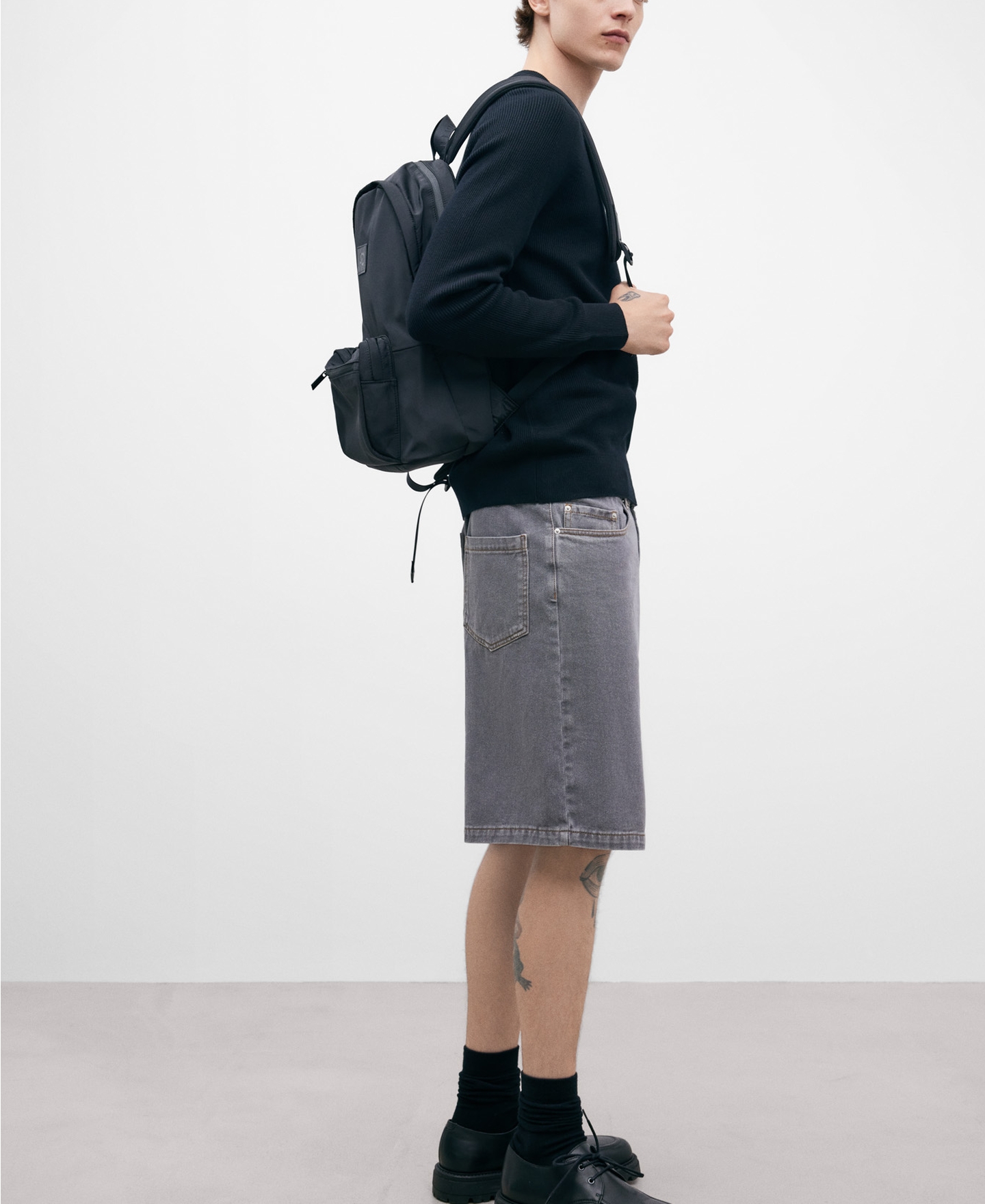 Recycled materials black backpack image number 4