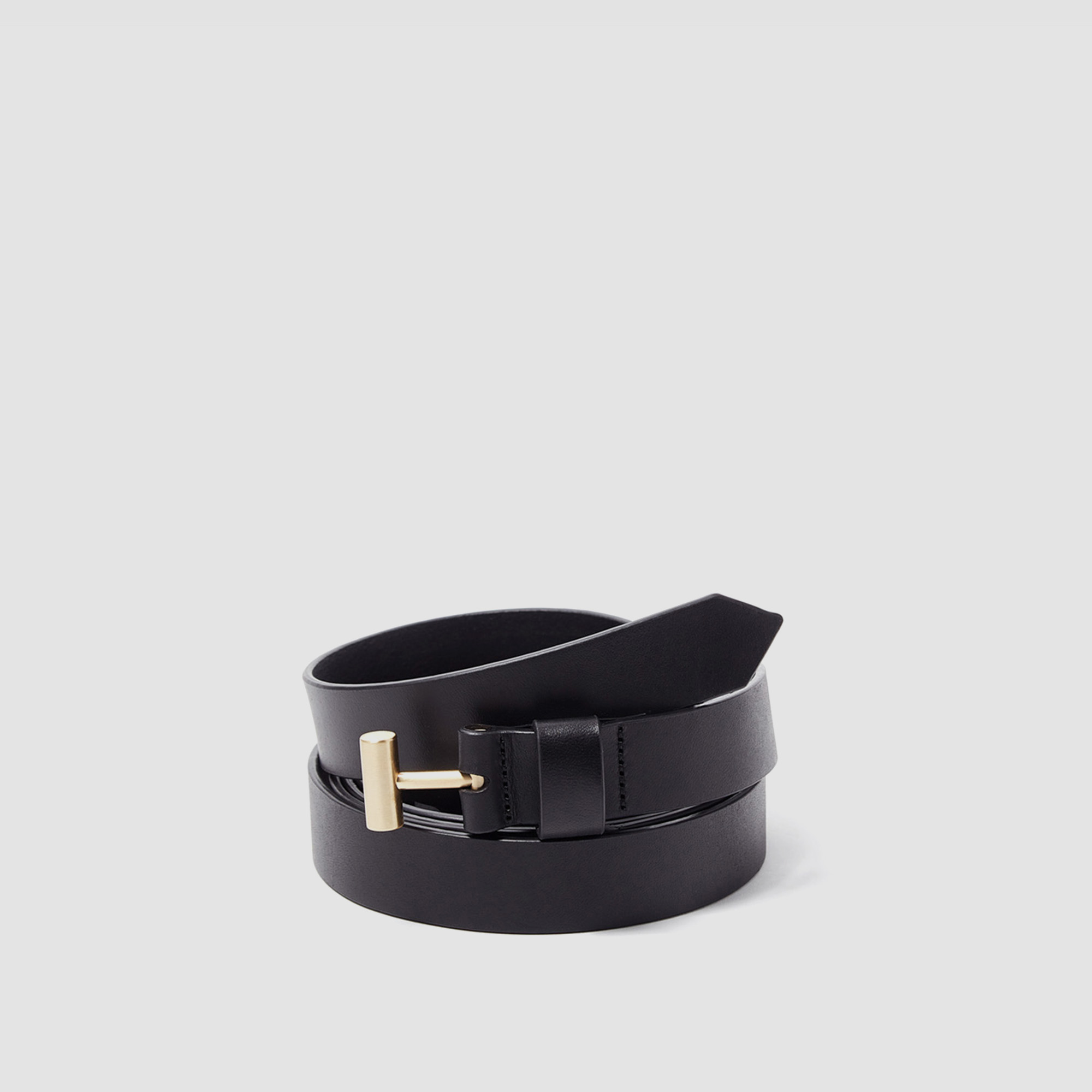 Belt with leather clasp fastening image number 1