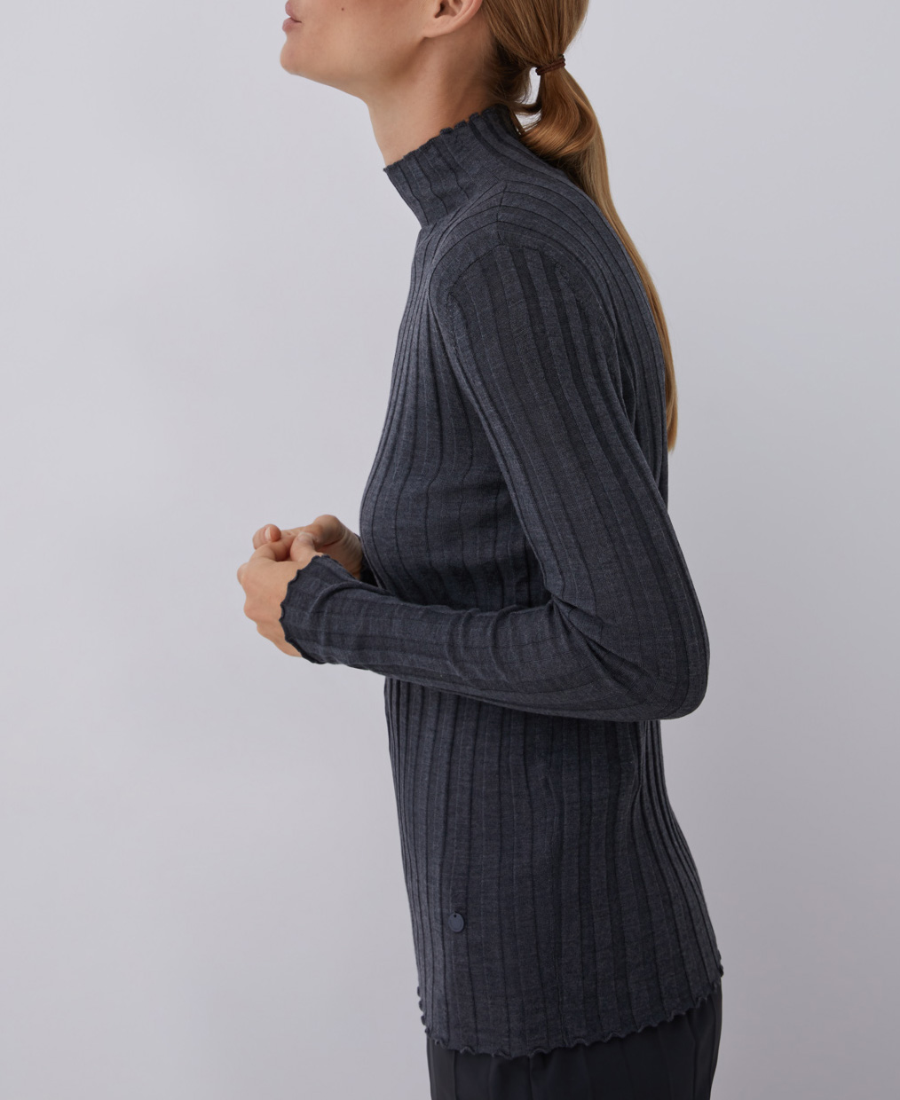 Merino wool rib knit sweater image number 3
