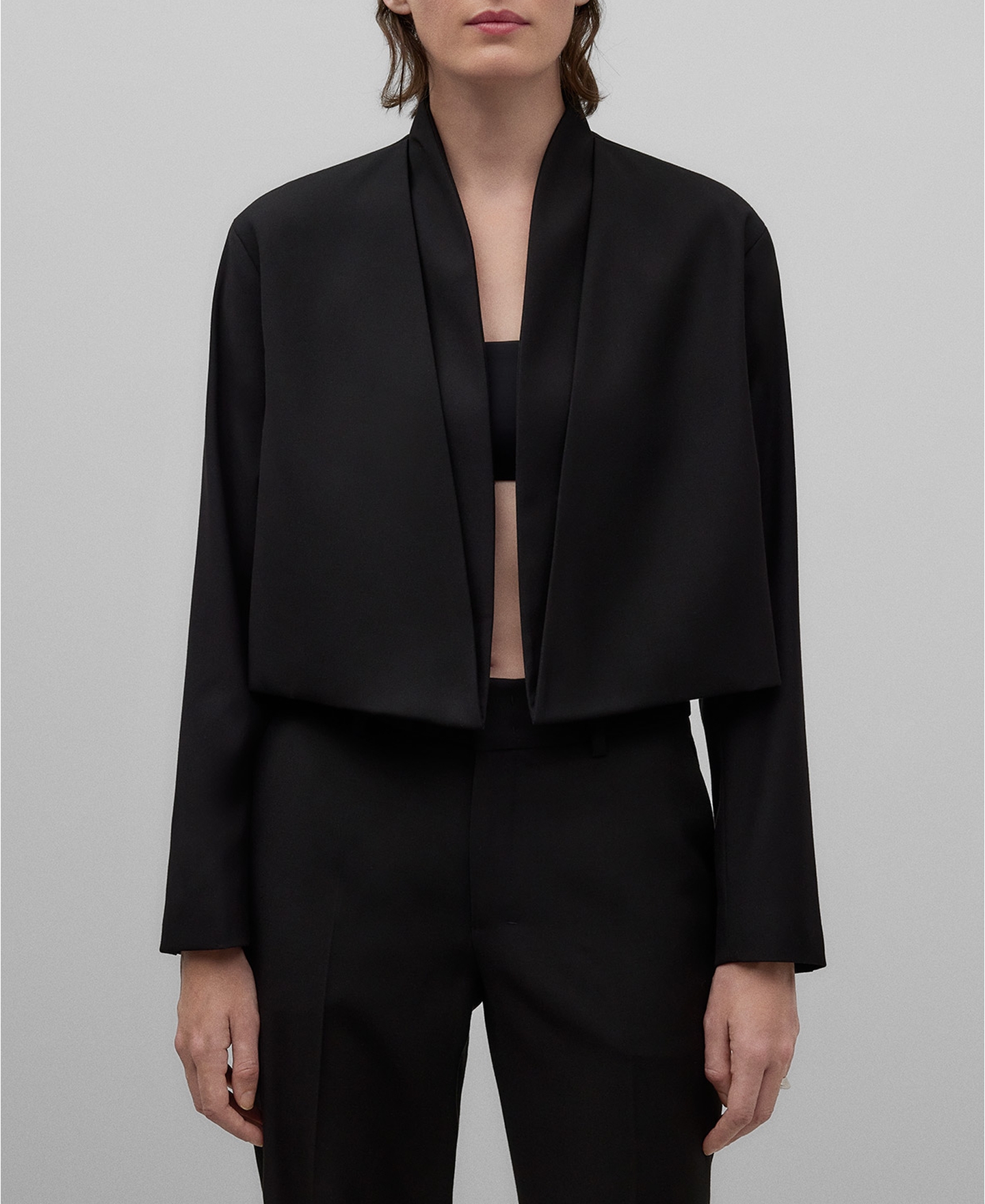 Blazer corta cuello tira mujer image number 0